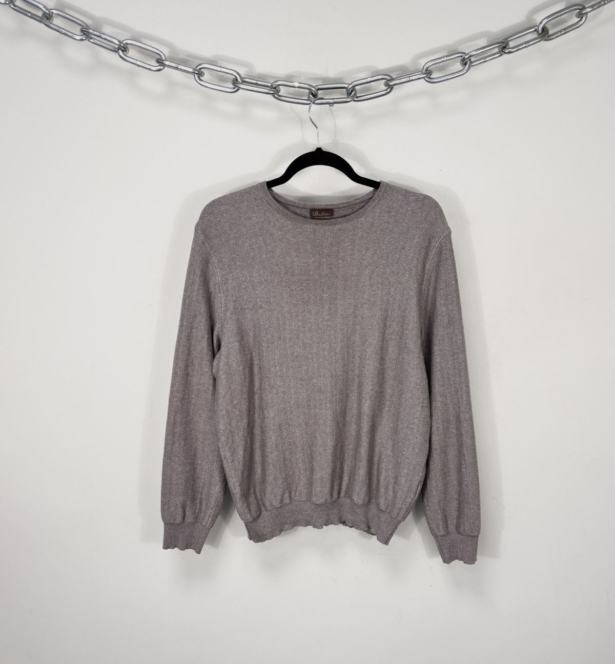 Strenstroms Stenstroms Men’s Light Brown/Beige Herringbone Wool Sweater Size US L / EU 52-54 / 3 - 1 Thumbnail