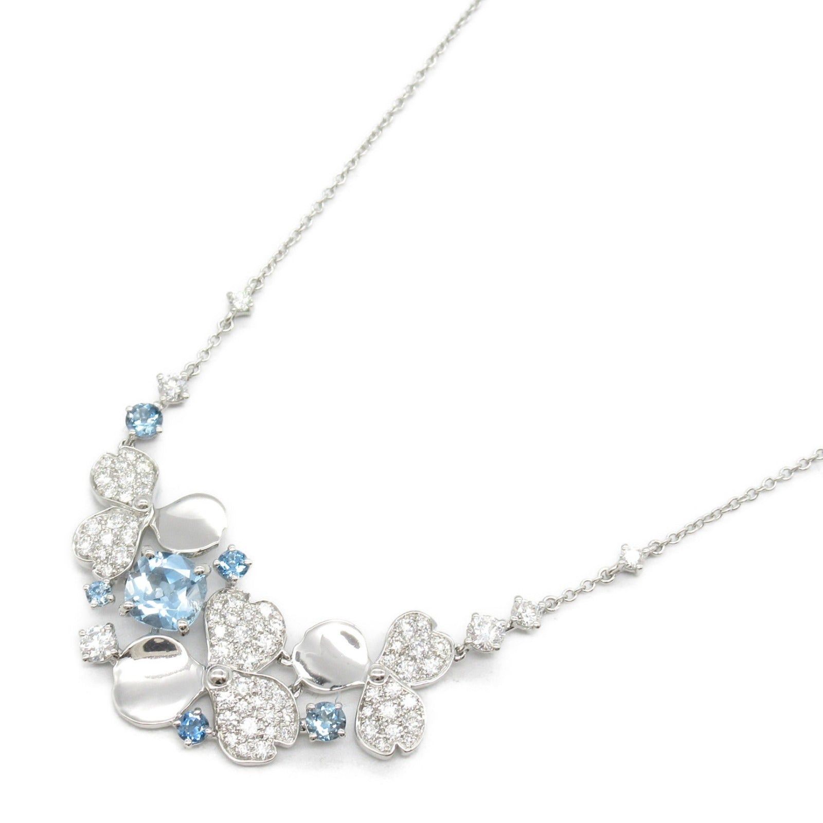 Tiffany & Co. Tiffany Co Paper Flowers Aquamarine Necklace Pt950 Platinum Diamond Blue Clear Size ONE SIZE - 1 Thumbnail