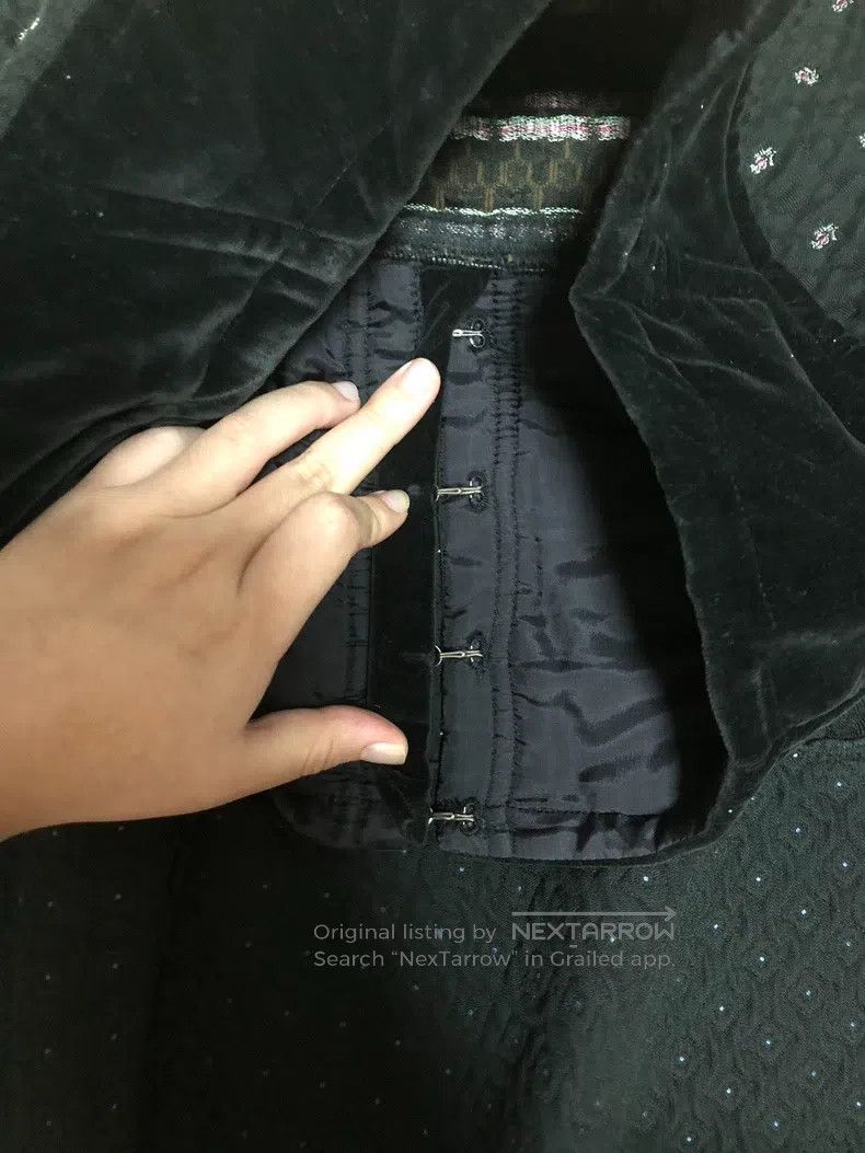 Comme des Garcons Comme Des Garcons size M Black Velvet Patchwork Flower Hon Size 23" - 5 Thumbnail