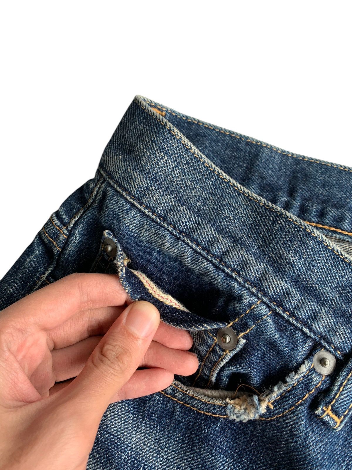 Japanese Brand × Kapital × Vintage Whiz Limited Japanese Ripped Selvedge Distressed Denim Size US 35 - 11 Thumbnail
