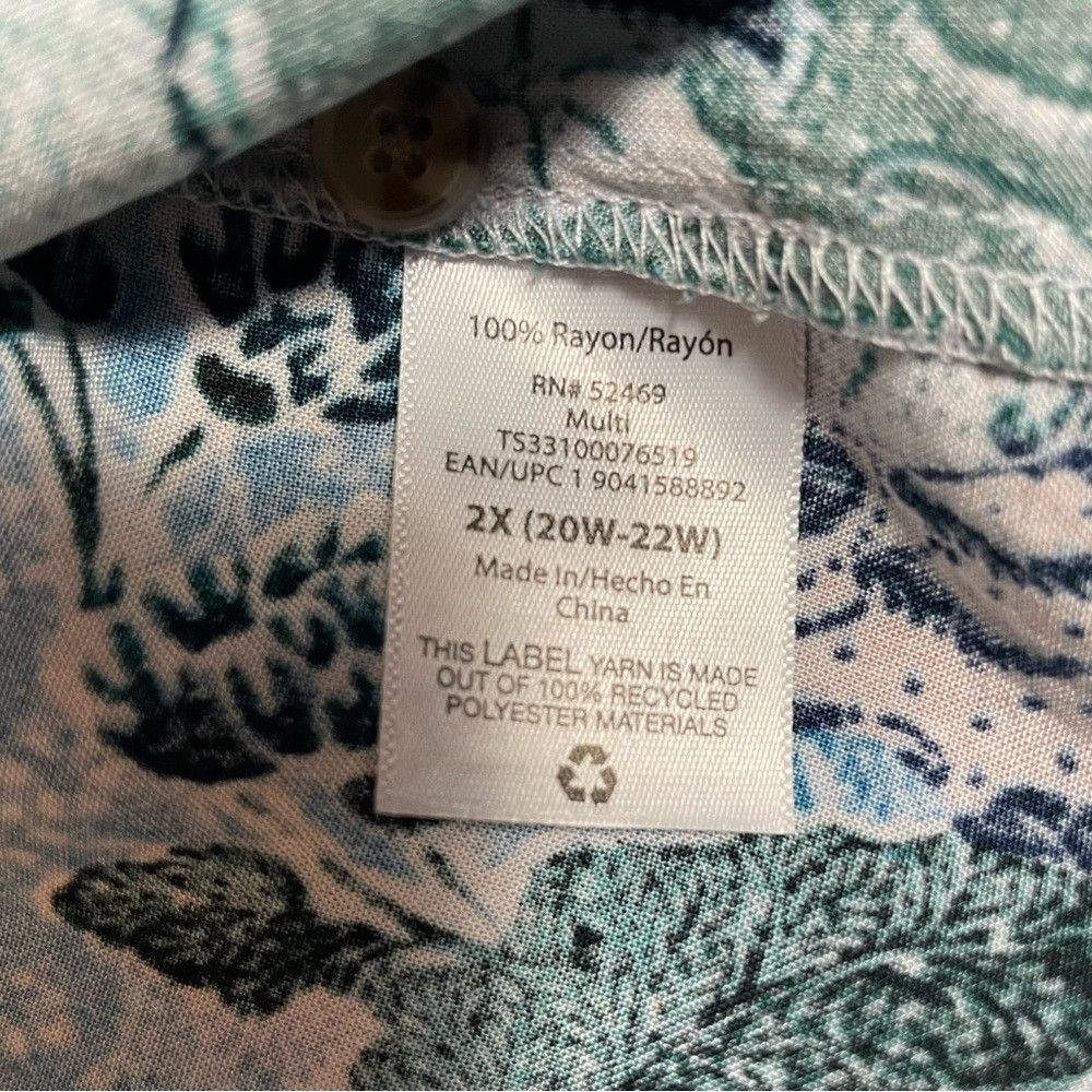 Other Terra & Sky Floral Long Sleeve Tie Neck Rayon Blouse Size 2 Size XXL / US 16-18 / IT 52-54 - 8 Thumbnail