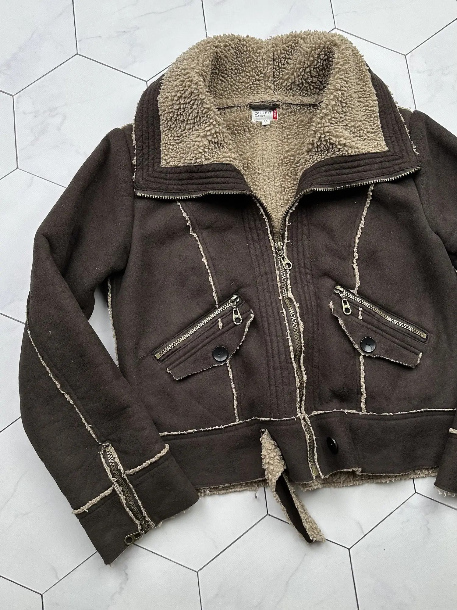 Japanese Brand Vintage Zipped Faux Sheepskin Jacket (B398)E2D15 Size M / US 6-8 / IT 42-44 - 2 Thumbnail
