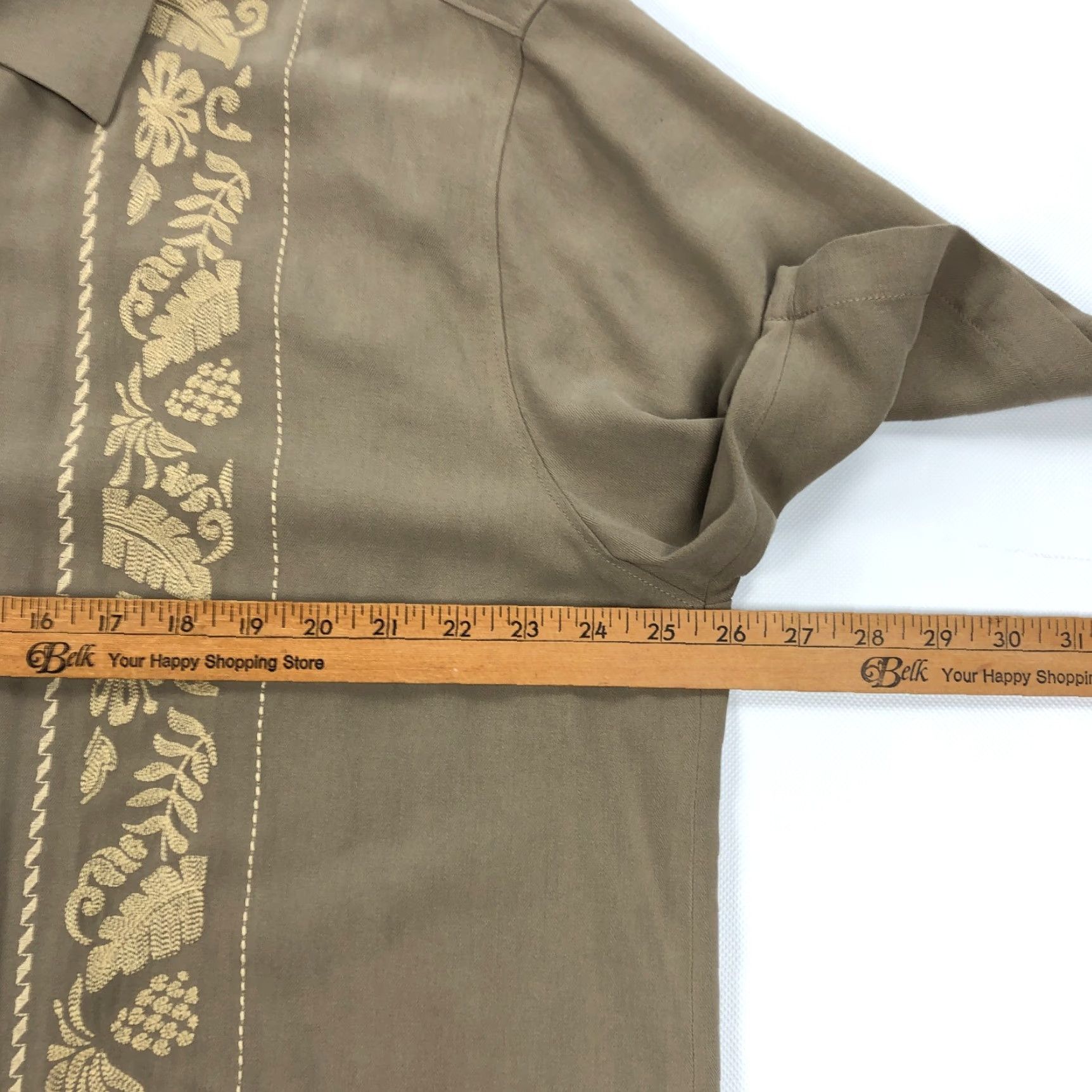 Tommy Bahama VINTAGE Tommy Bahama Silk Shirt XL Camp Loop Collar Vert Panel Brown Size US XL / EU 56 / 4 - 5 Thumbnail