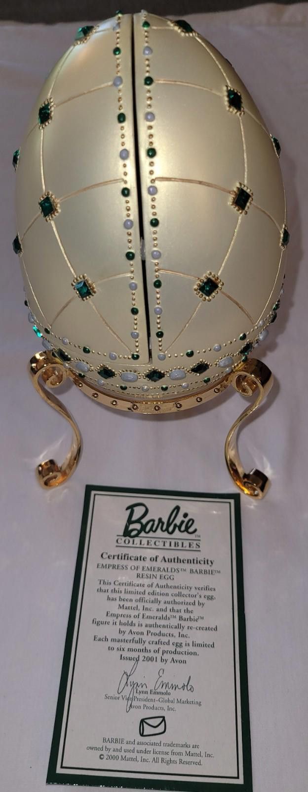 Designer Barbie Collectible 2000 Empress of Emeralds Resin Egg Avon Size ONE SIZE - 5 Thumbnail