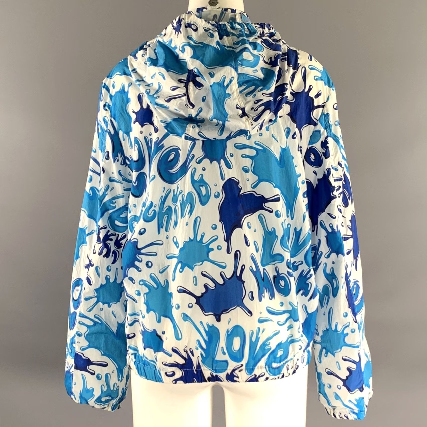 Moschino MOSCHINO Coat Womens 8 White Size Blue Polyamide Splash Raincoat Size M / US 6-8 / IT 42-44 - 4 Thumbnail