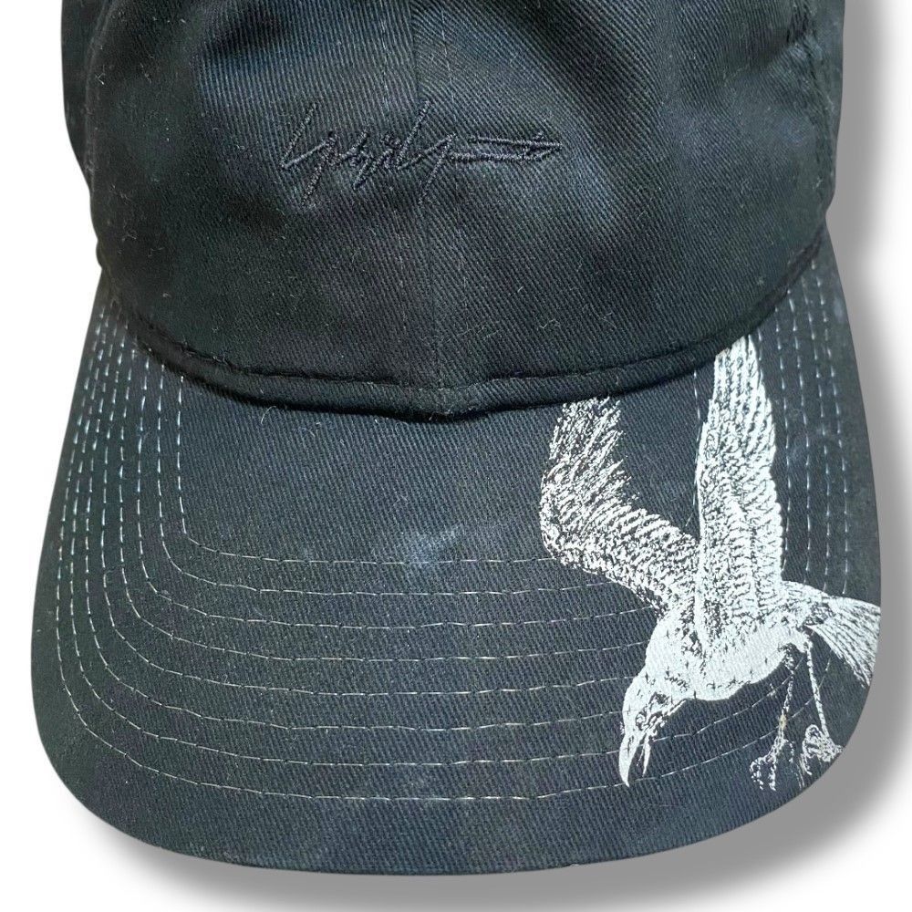 Yohji Yamamoto Pour Homme Embroidered Crow Print Cap Size ONE SIZE - 6 Thumbnail