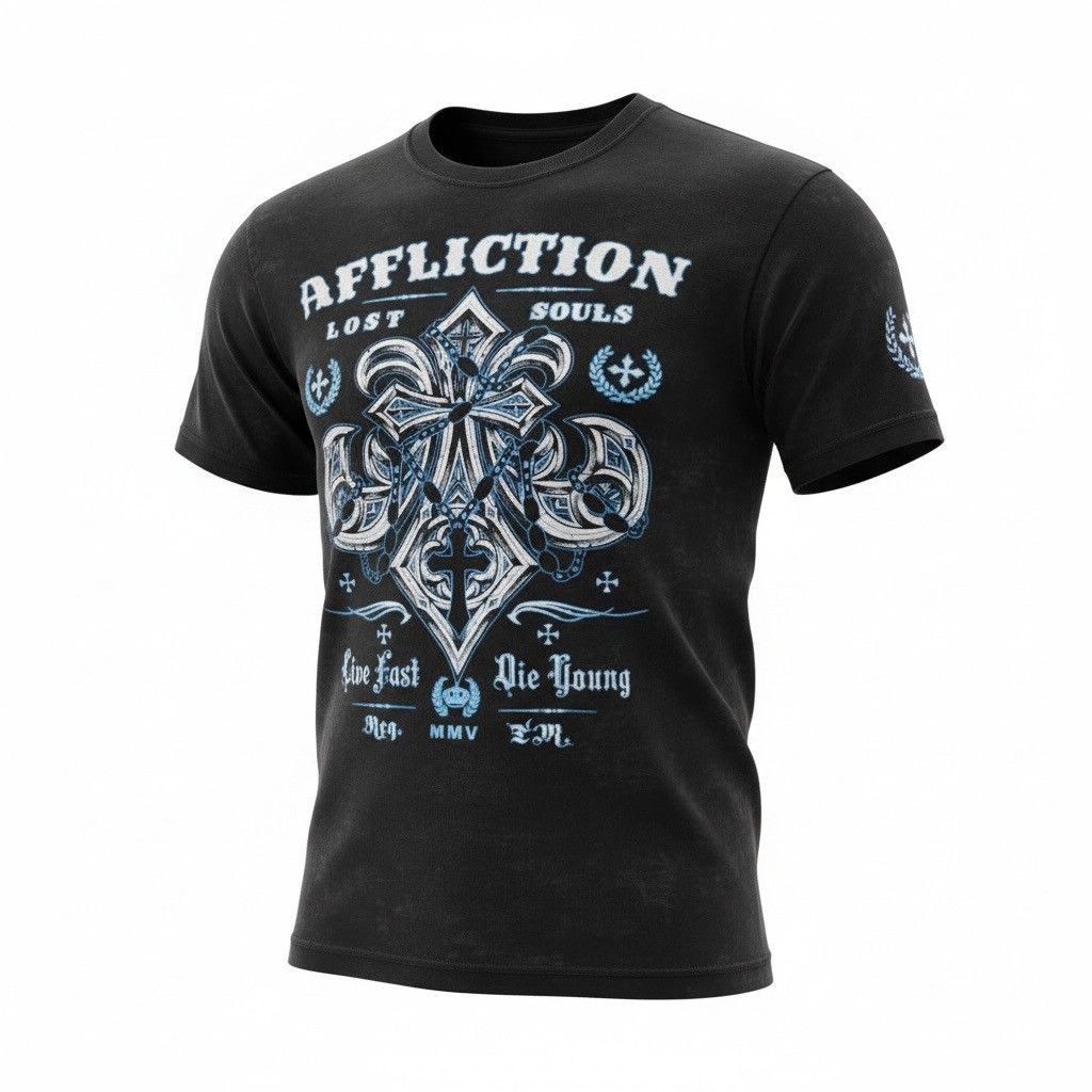Affliction Vintage y2k Affliction shirt lost soul cross logo Size US XL / EU 56 / 4 - 1 Thumbnail