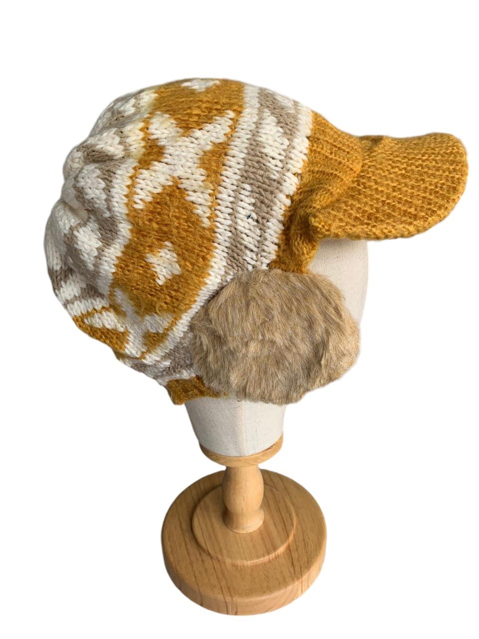 Japanese Brand × Kapital × Vintage HIPPIES STYLE 🌈 Fur crochet earflap knitted Hat Size ONE SIZE - 3 Thumbnail