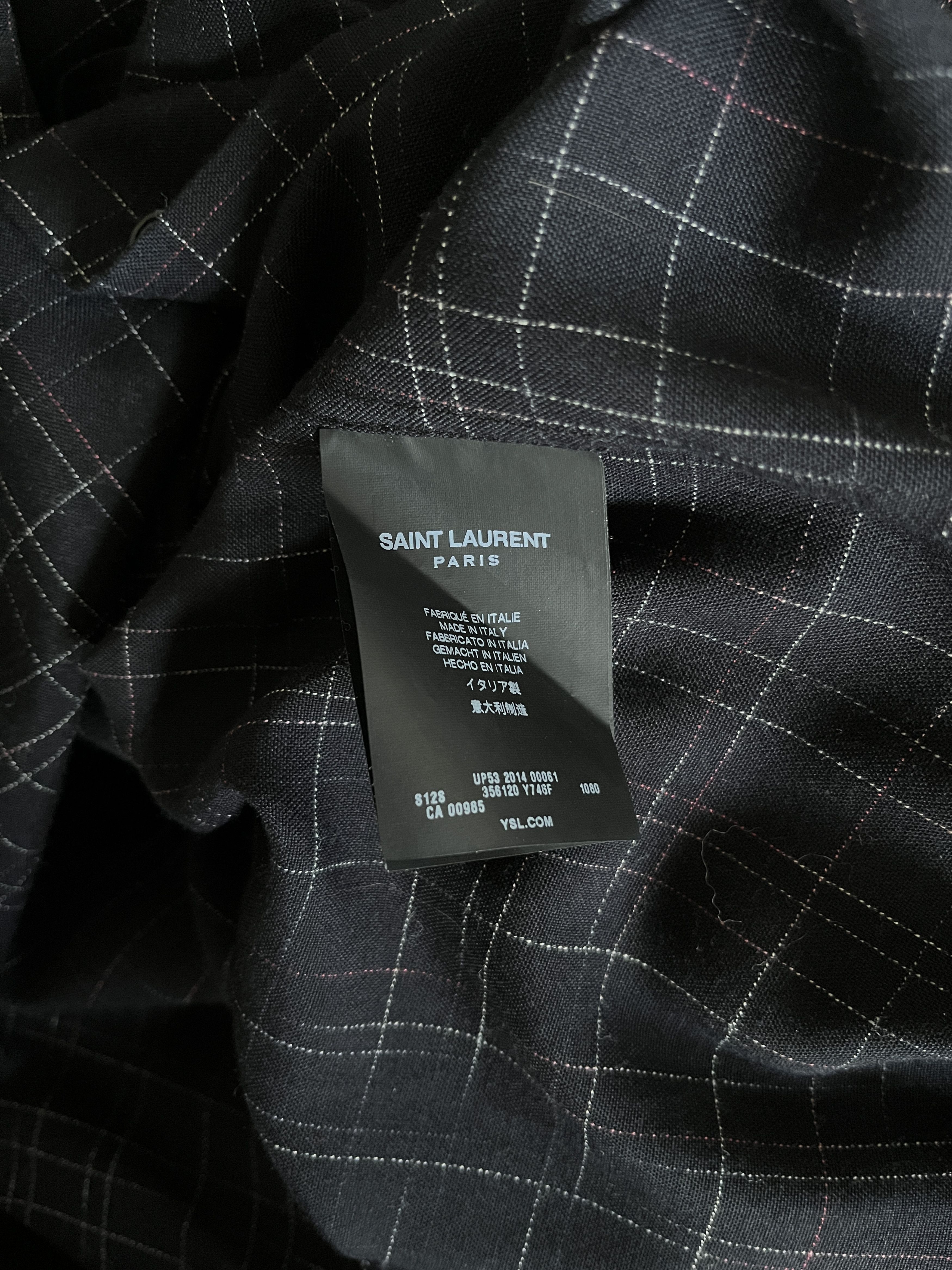 Hedi Slimane × Saint Laurent Paris Saint Laurent Paris Navy Dress Shirt Hedi Slimane FW14 Size US L / EU 52-54 / 3 - 8 Thumbnail
