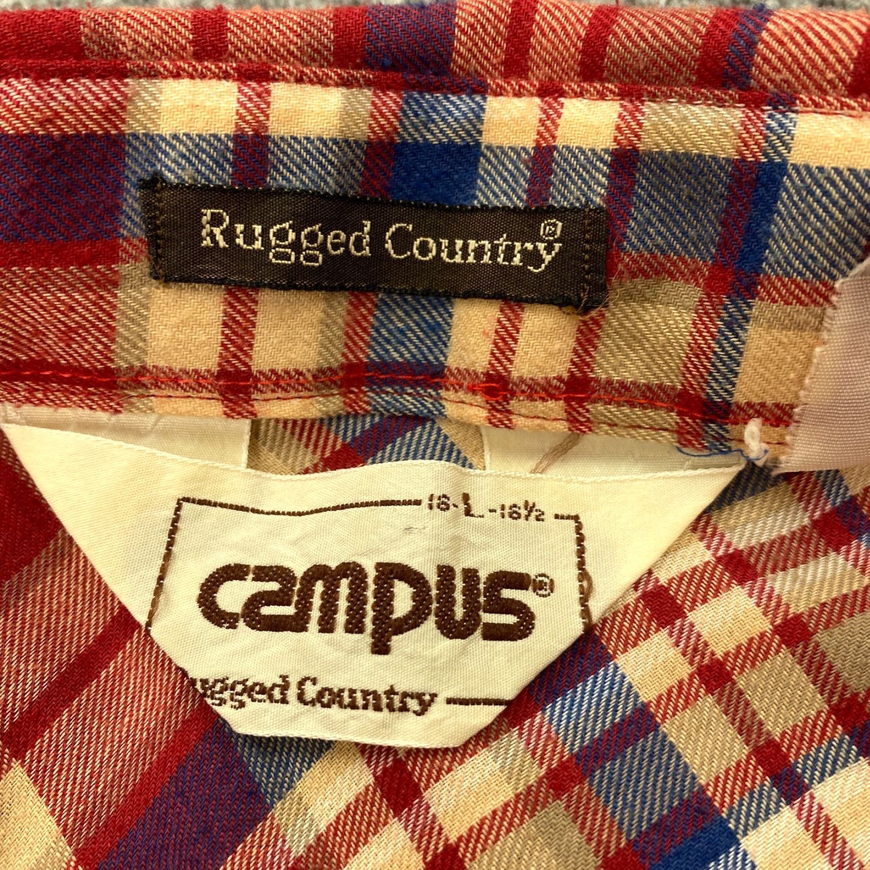 Vintage VINTAGE Campus Men's Flannel Shirt Long Sleeve Button-Up Western Plaid Pearl Snap Large Red Size US L / EU 52-54 / 3 - 7 Thumbnail