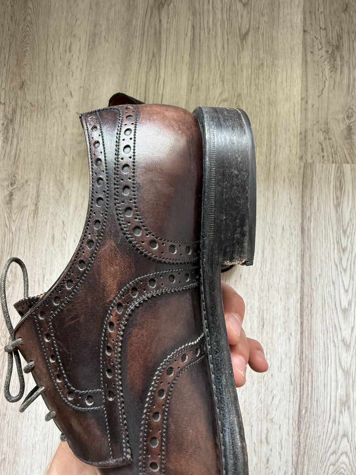 Bally Bally Mens Leather Brogues Goodyear Welted Brown Patina Size US 10 / EU 43 - 5 Thumbnail
