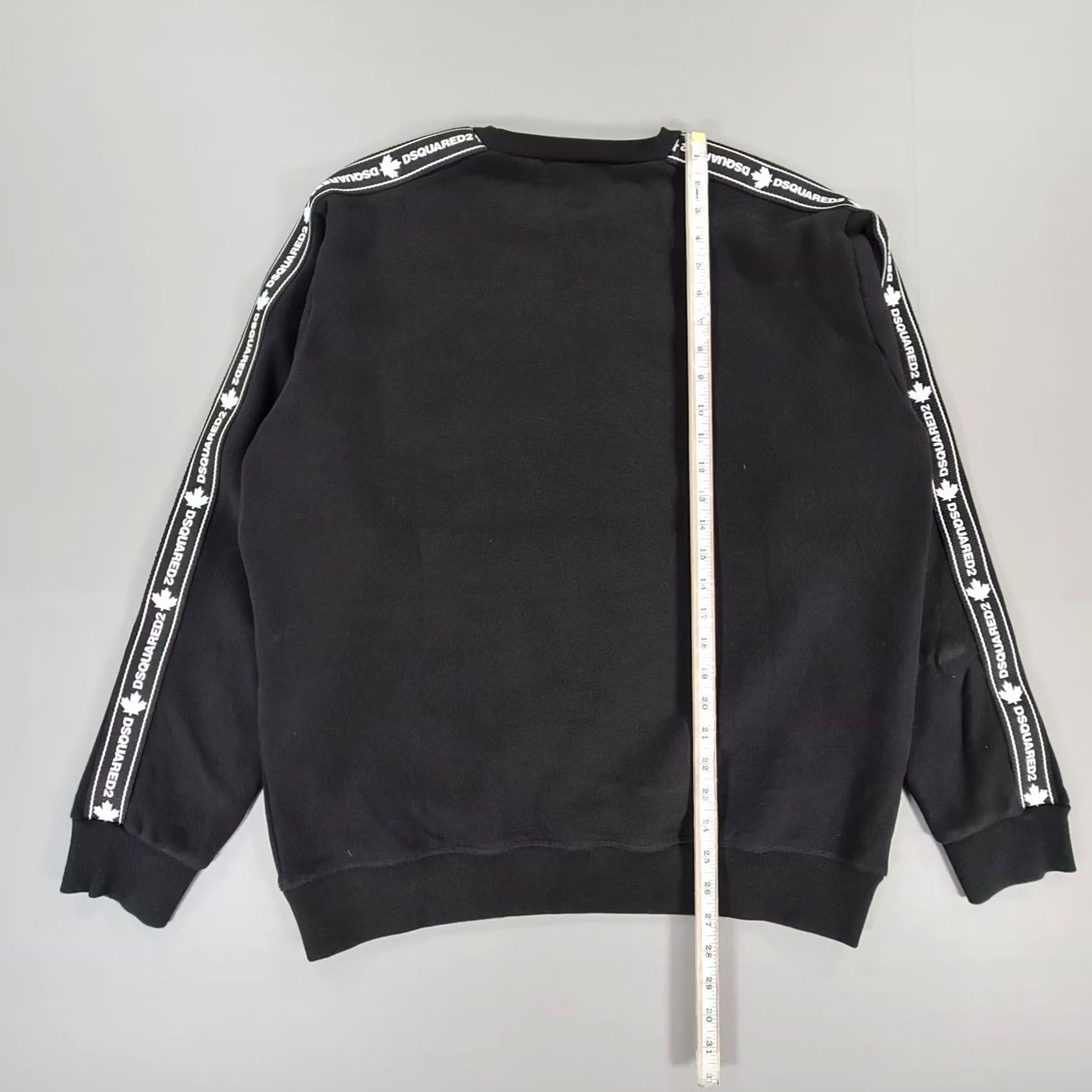 Dsquared2 Dsquared2 Mens Sweatshirt Black Large Tape Logo Crew Pullover Fleece Sweater Size US L / EU 52-54 / 3 - 7 Thumbnail