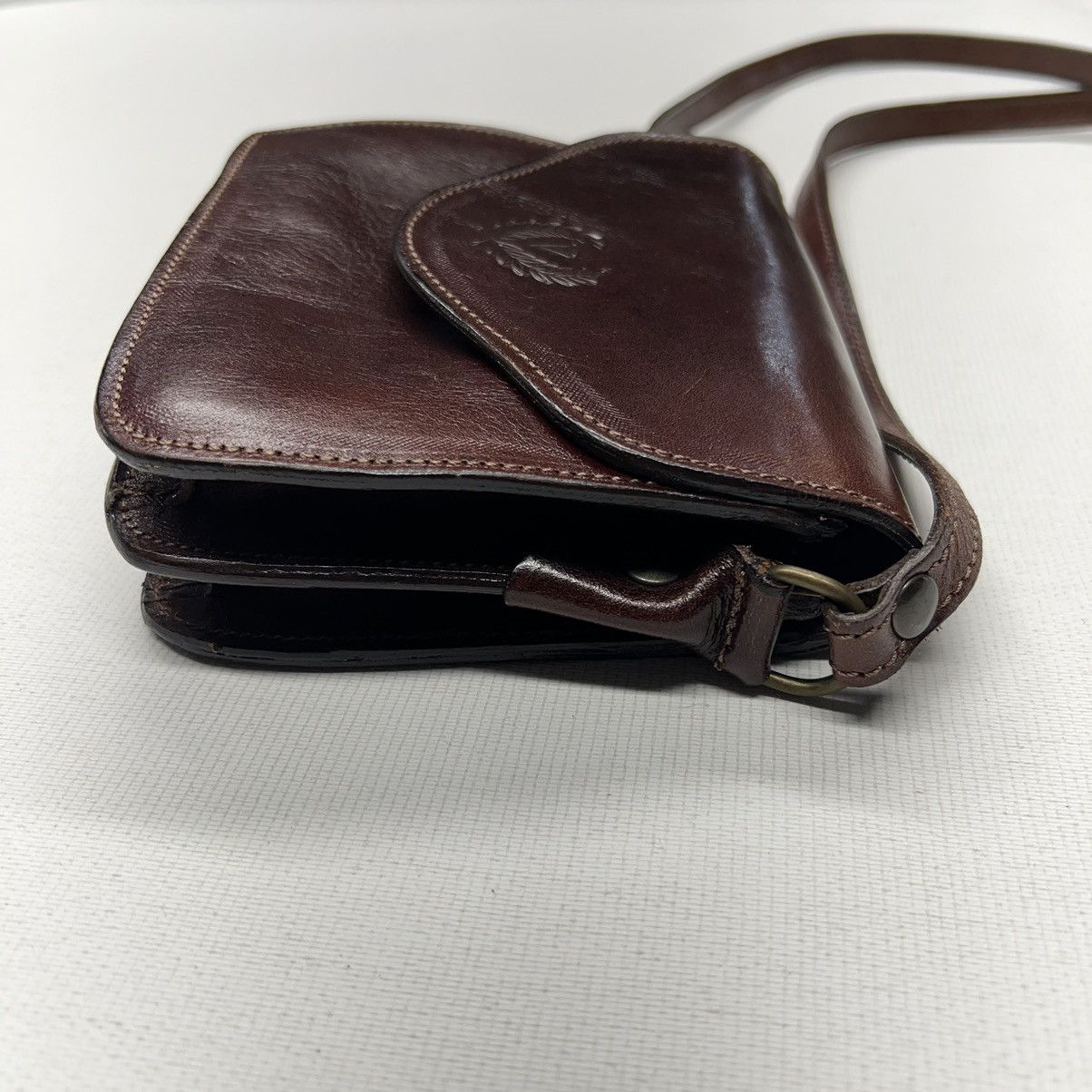 Firenze × Vintage Firenze Leather Bag Brown Saddle Shoulder Crossbody Handbag Size ONE SIZE - 4 Thumbnail