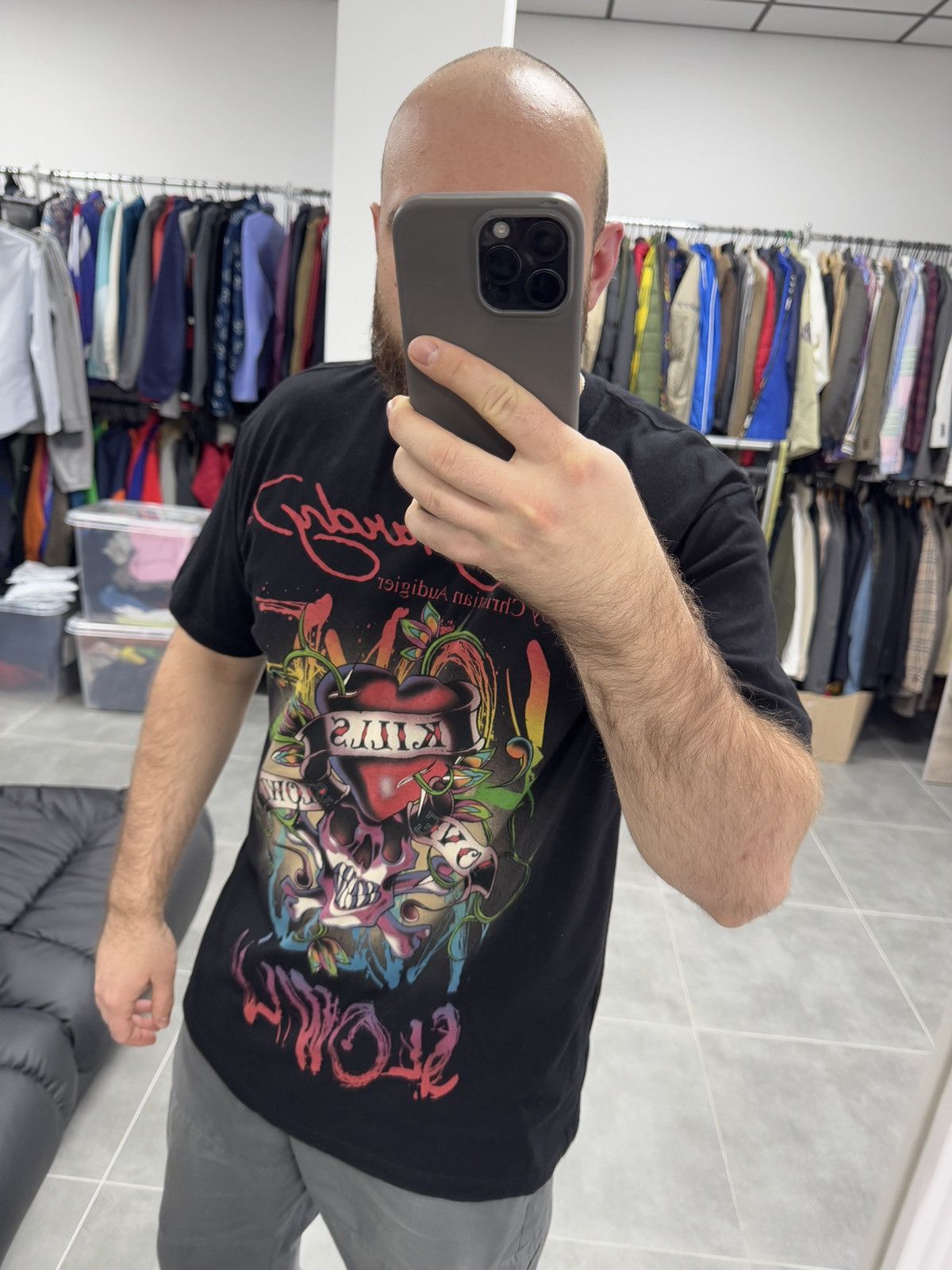 Ed Hardy Ed Hardy by Christian Audigier Tattoo Skull T-Shirt with Tag Size US XL / EU 56 / 4 - 2 Thumbnail