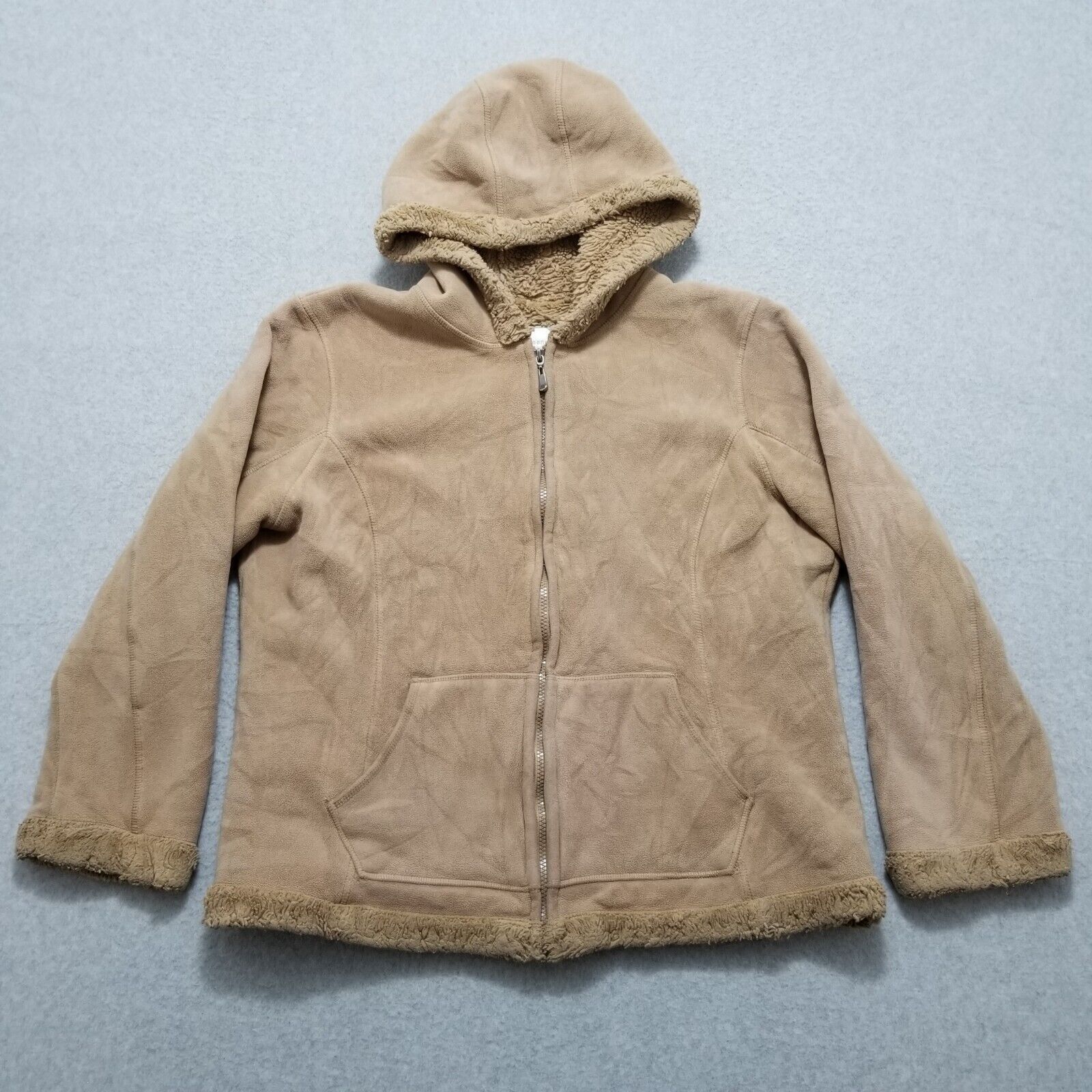 Other Green Tea Jacket Womens XXL Pockets Full Zip Hooded Sherpa Grailed