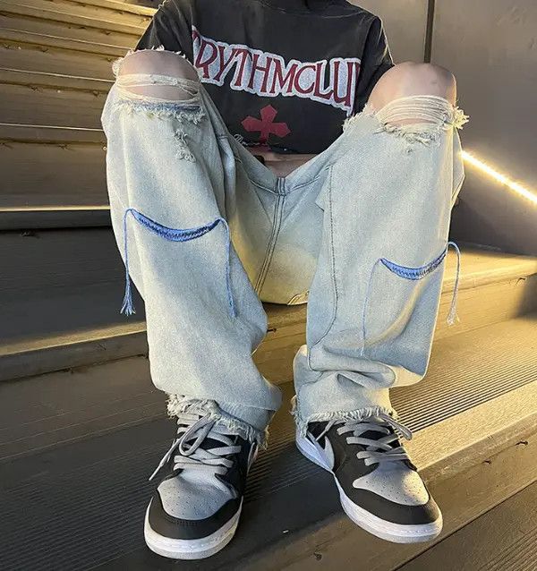 Japanese Brand VIBE Retro men's high street vintage ripped jeans y2k Size US 32 / EU 48 - 3 Thumbnail