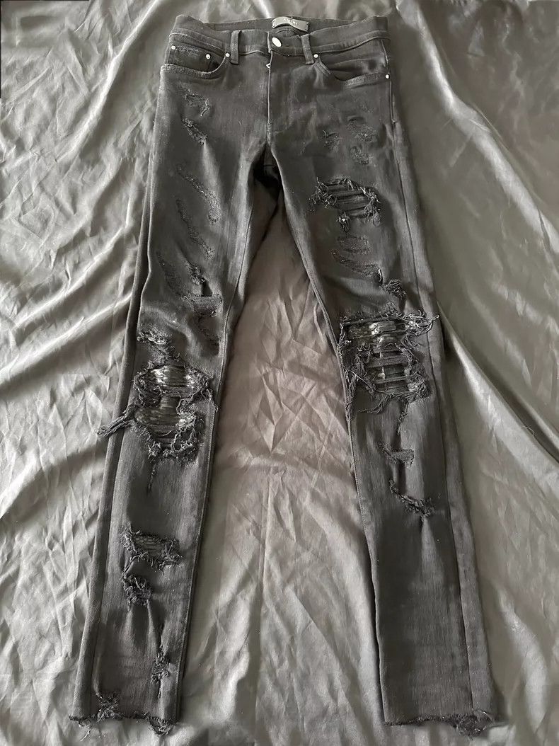 Amiri Amiri 16AW MX1 Snakeskin Patch Skinny Jeans Size US 29 - 1 Thumbnail