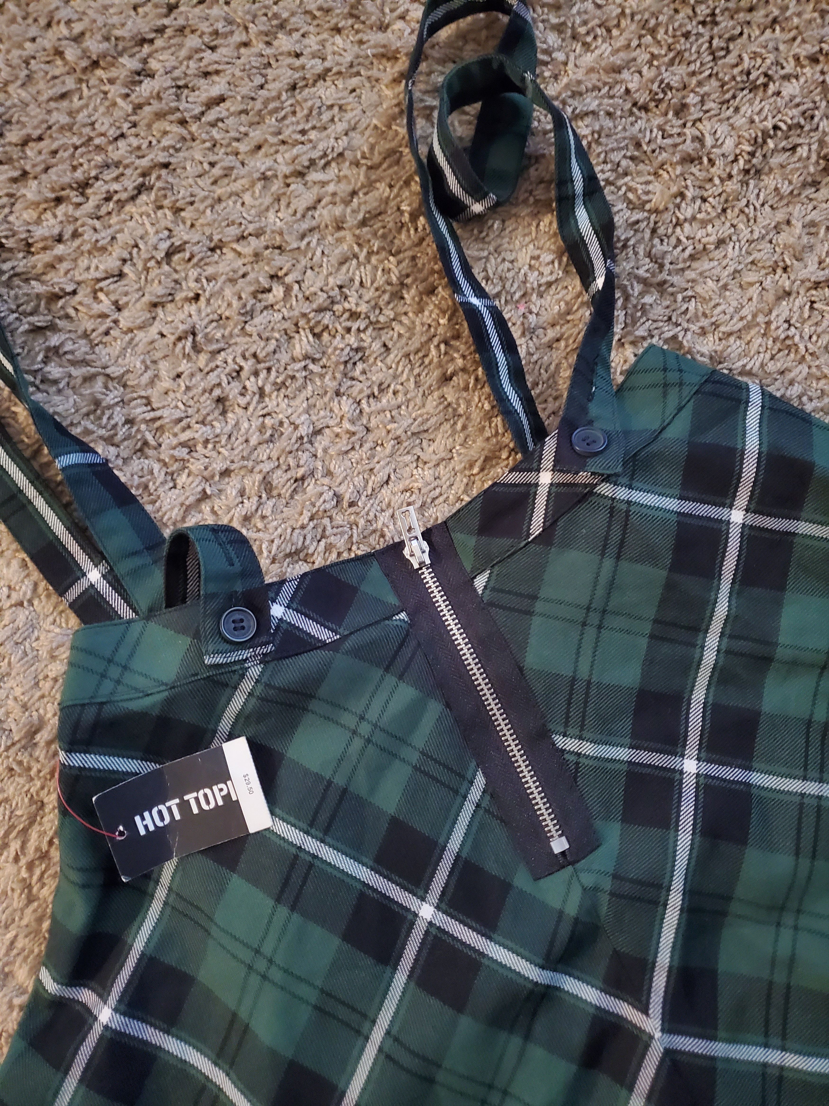 Hot Topic *NWT* Royal Bones Plaid Mini Skirt w/ Suspenders (size xs) Size 26" / US 2 / IT 38 - 2 Thumbnail