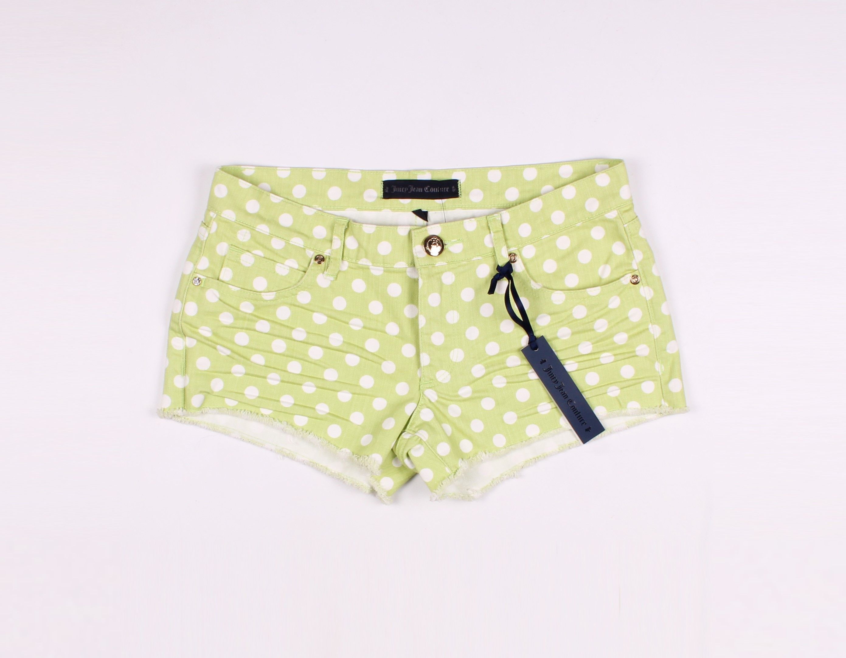 Juicy Couture × Vintage Juicy Couture Vintage Y2K Polka Dot Lemongrass Shorts Size 28" / US 6 / IT 42 - 1 Thumbnail