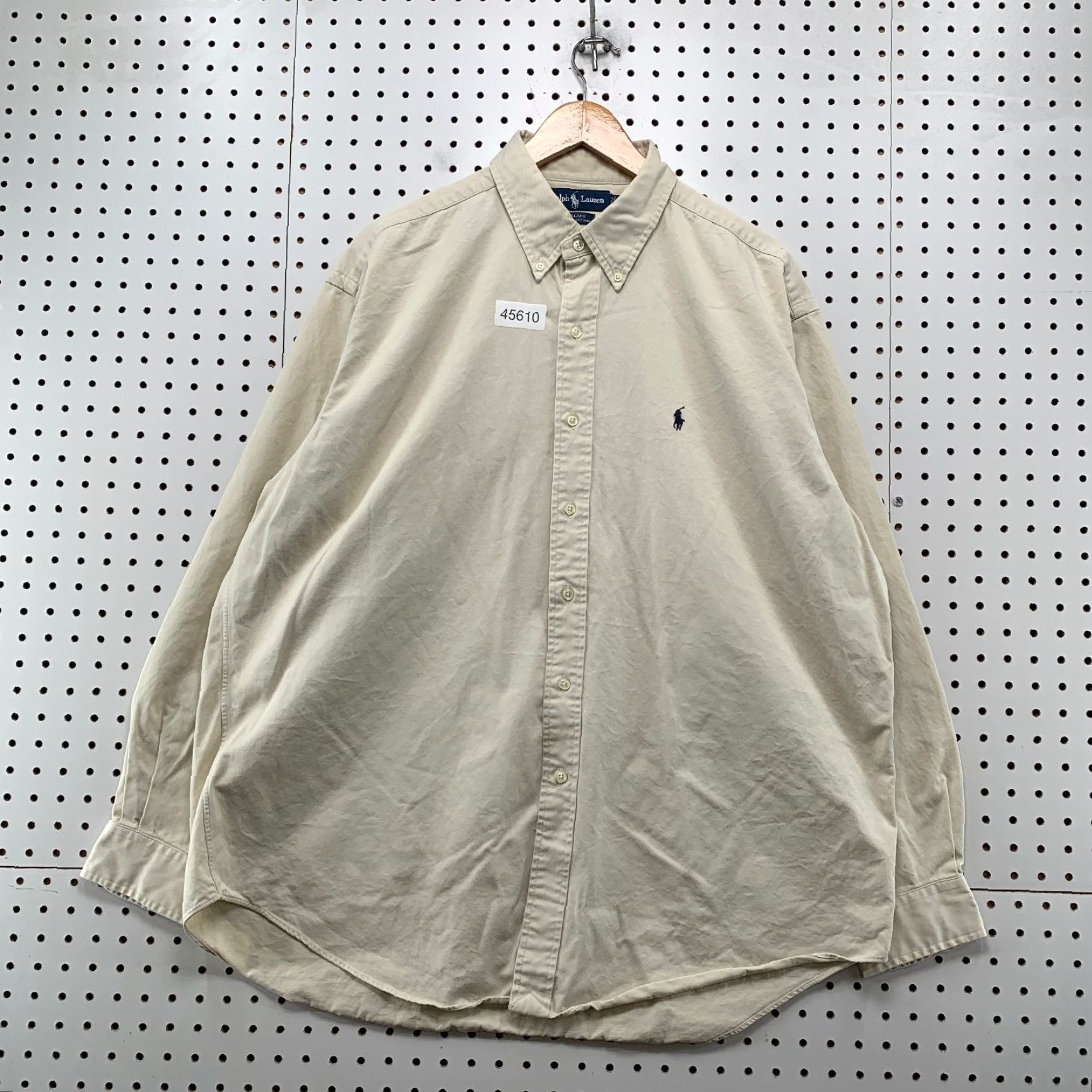 Ralph Lauren VINTAGE Ralph Lauren Button-Down Shirt Mens XL Beige Blake Thick Heavy 100% Cotton Ble? Size US XL / EU 56 / 4 - 2 Thumbnail
