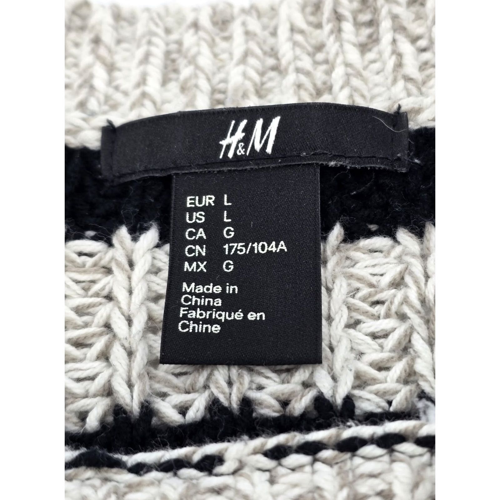 H&M H&M Chunky Knit Sweater Women's Black Off-White Striped Loose Fit Pullover- L Size L / US 10 / IT 46 - 3 Thumbnail