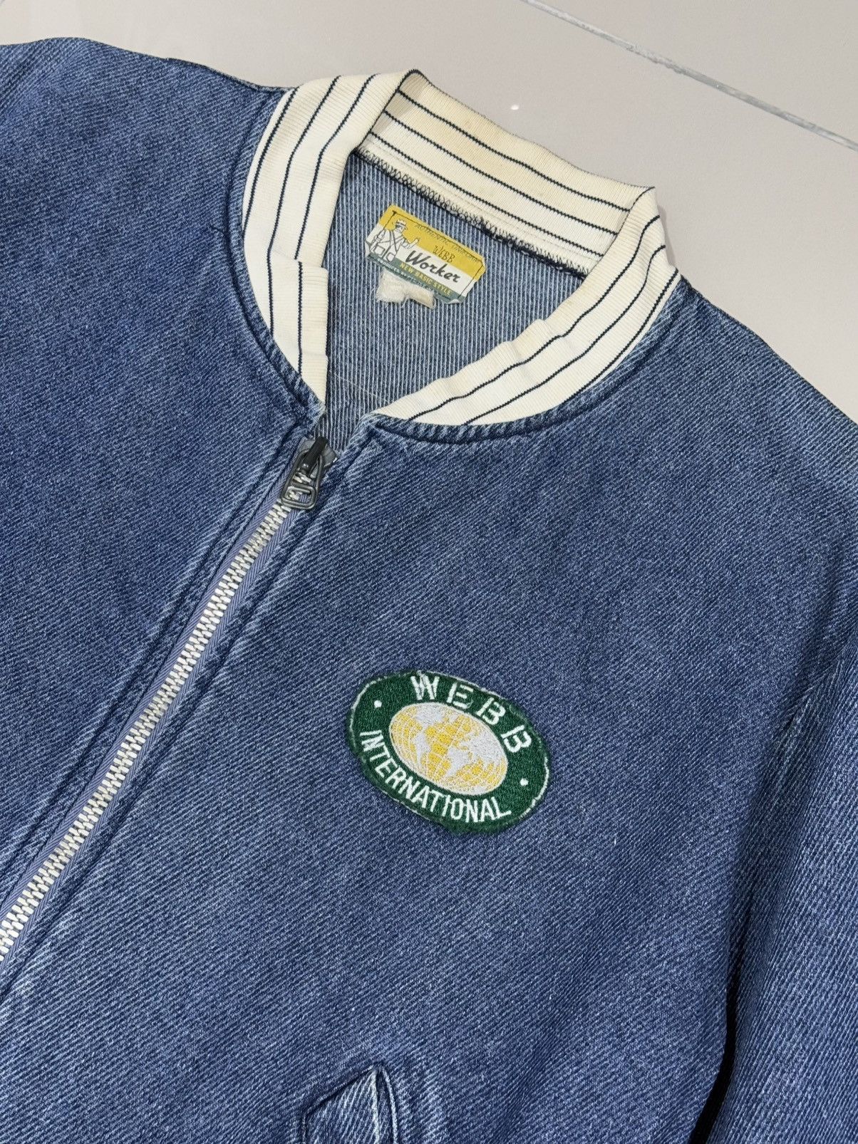 Japanese Brand × Vintage Vtg 90’ WEBB Denim Bomber Jacket Size US M / EU 48-50 / 2 - 5 Thumbnail
