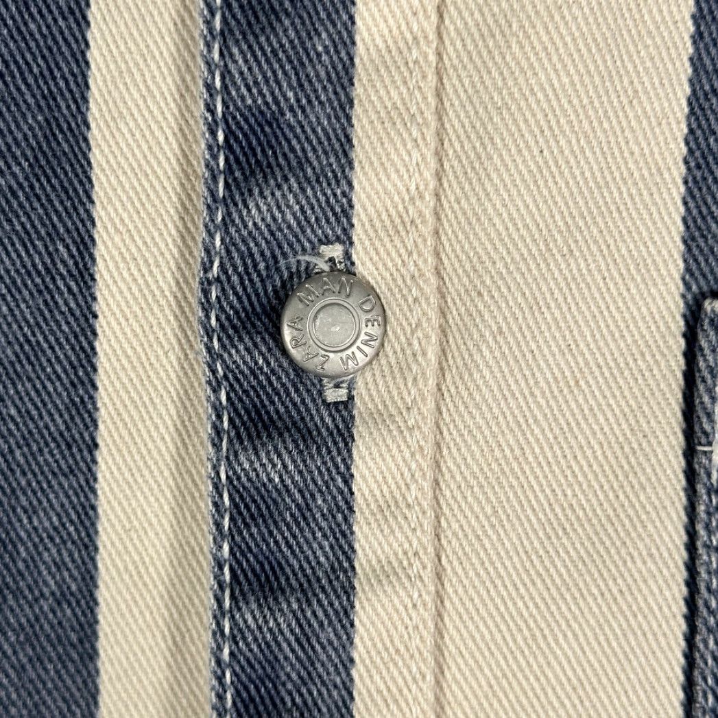 Zara VINTAGE Zara Shirt Adult SMALL Blue White Striped Denim Jean Graffiti Dance Days Away Size US S / EU 44-46 / 1 - 5 Thumbnail