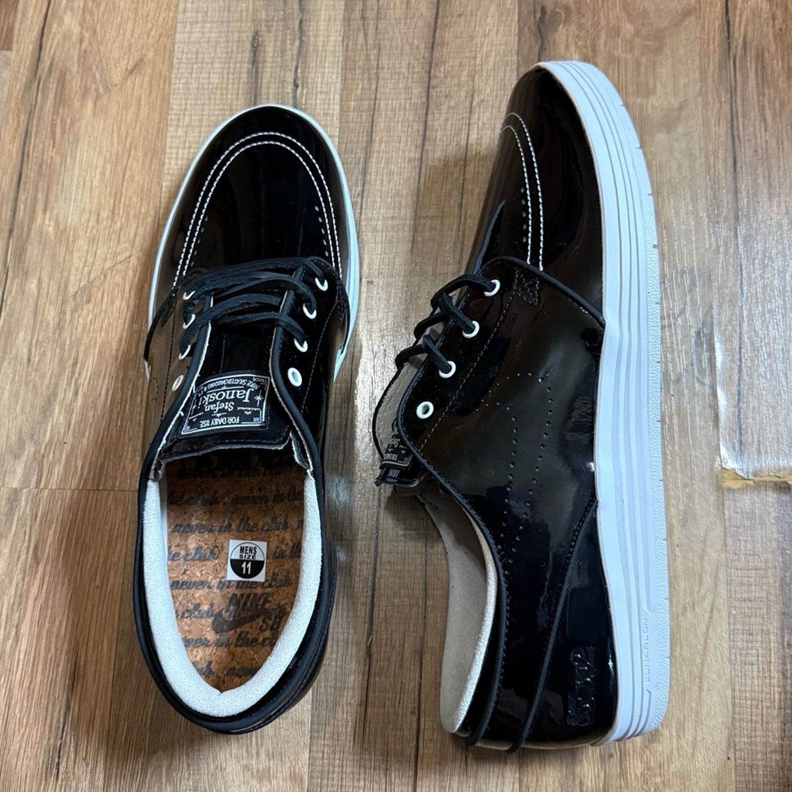 Nike 2014 Nike SB Lunarlon 8five2 Stefan Janoski Patent Black Size US 11 / EU 44 - 6 Thumbnail