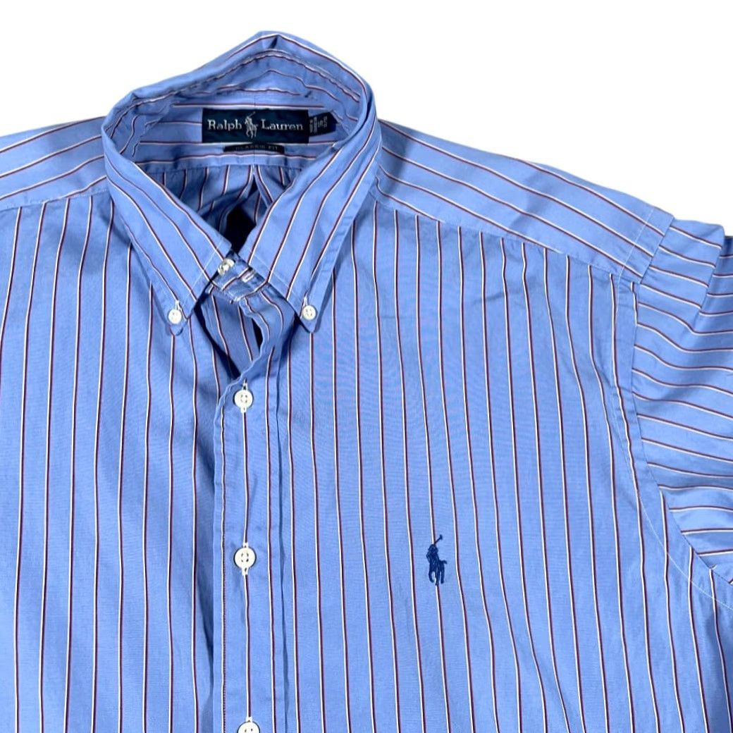 Ralph Lauren VINTAGE Ralph Lauren Shirt Adult LARGE Blue Striped Pony Logo Y2K Size US L / EU 52-54 / 3 - 2 Thumbnail