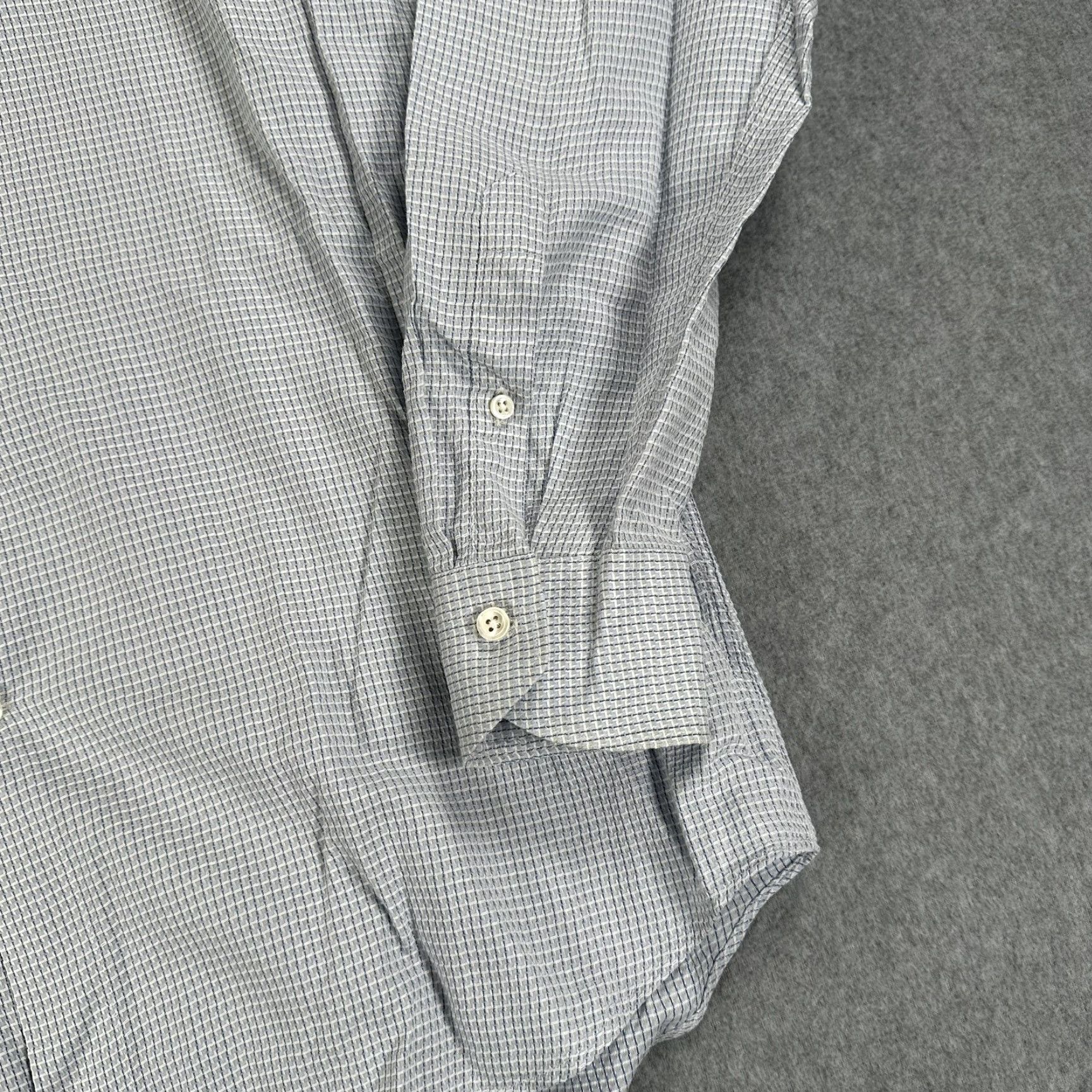 Canali Canali Dress Shirt Mens 42/16.5 Blue Check Long Sleeve Spread Collar Italy Size 46R - 5 Thumbnail