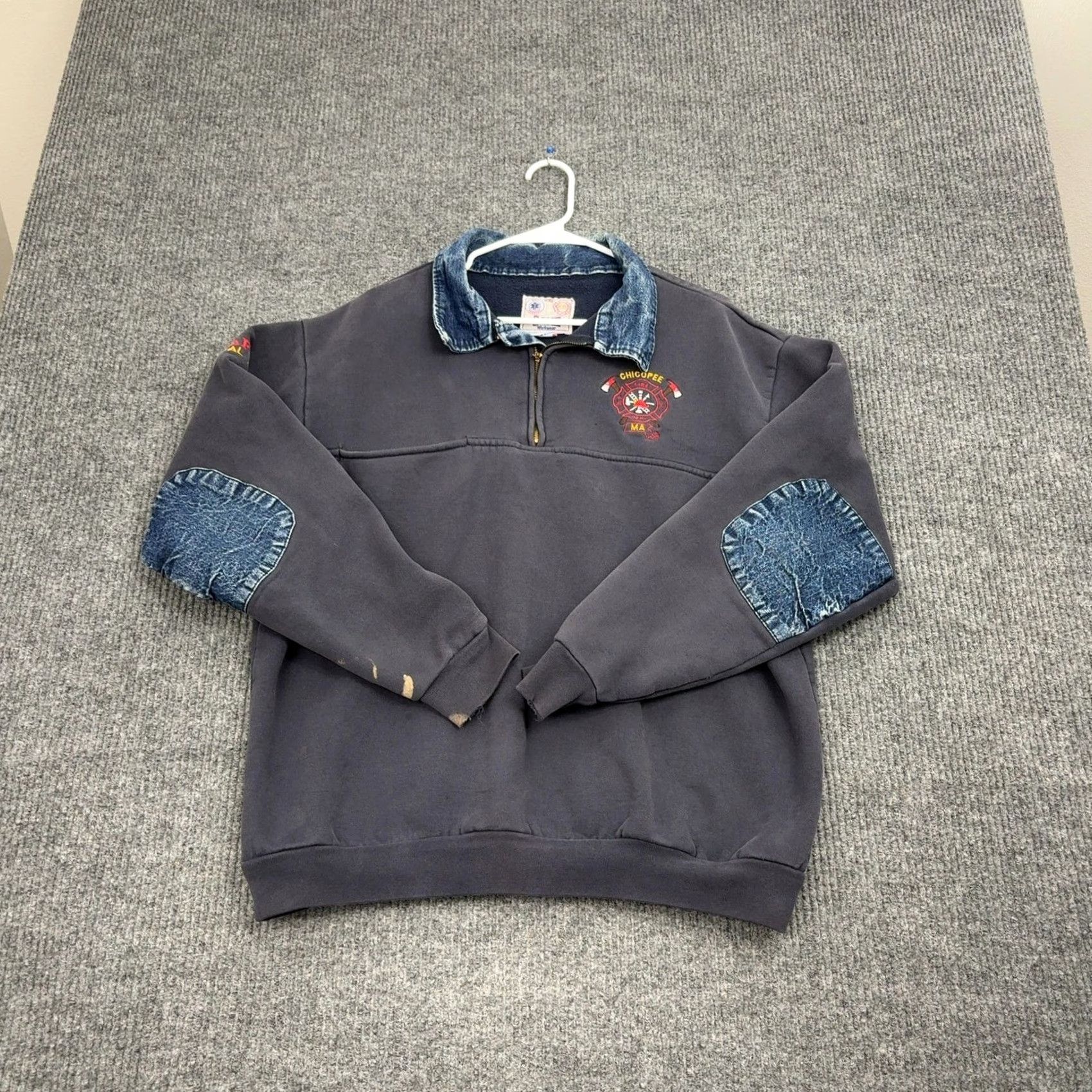 Vintage VINTAGE Chicopee Fire Dept MA Quarter Zip Sweatshirt Men XXL Blue Workwear Style Size US XXL / EU 58 / 5 - 5 Thumbnail