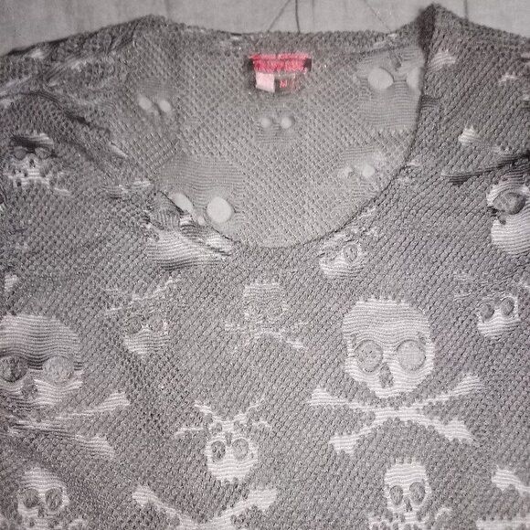 Tripp NYC Vintage Y2K Tripp NYC Skulls Royal Bones Mesh Top Shirt Size M / US 6-8 / IT 42-44 - 2 Thumbnail