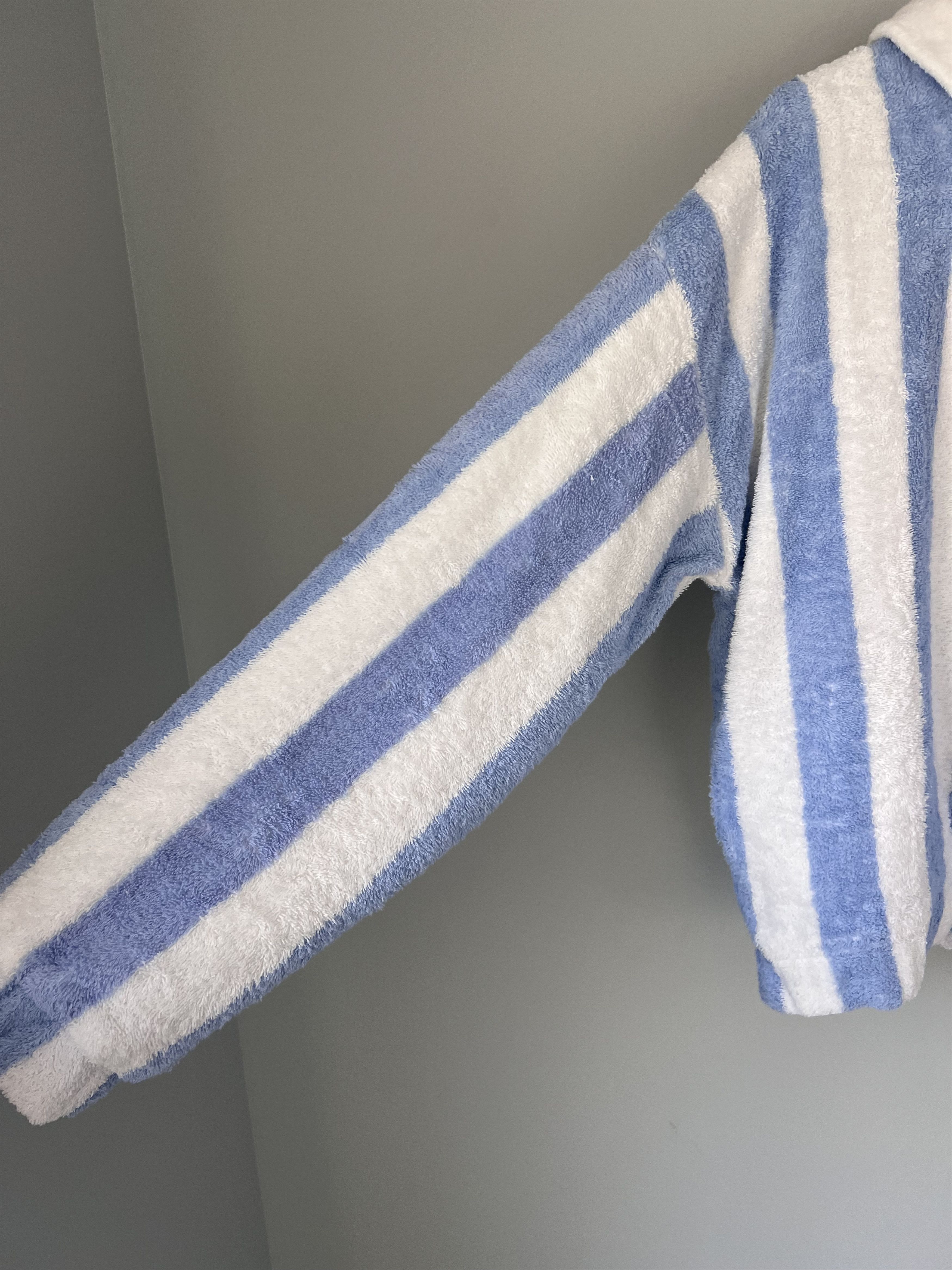 Rhude Rhude Striped Loop Terry Long Sleeve Polo in White Blue Size US L / EU 52-54 / 3 - 4 Thumbnail