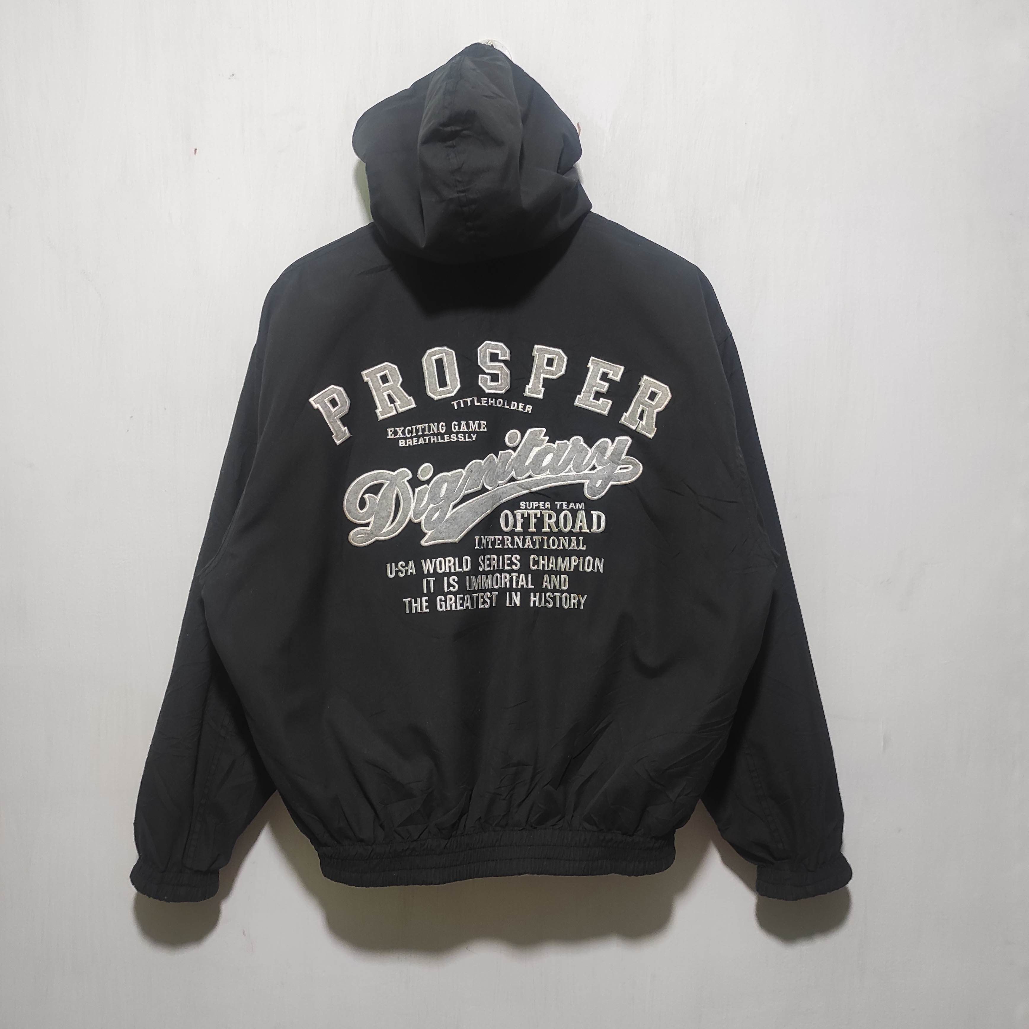 Vintage Prosper Dignitary Bomber Hoodie Jacket Reversible
