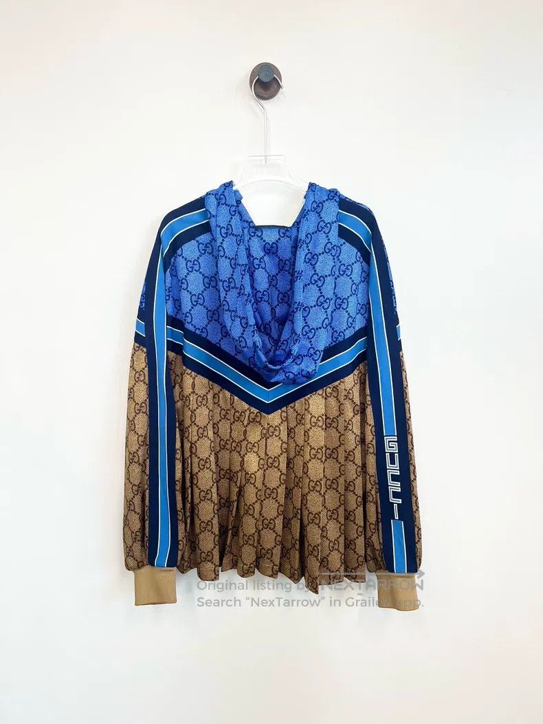 Gucci Gucci Blue and brown colour block old flower full print si Size US XS / EU 42 / 0 - 2 Thumbnail