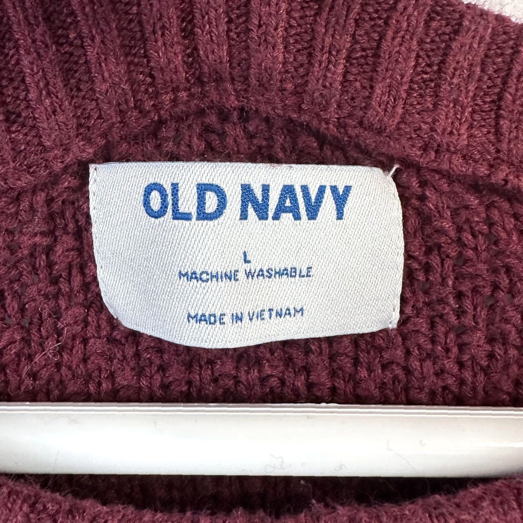 Old Navy Old Navy Sweater Womens Large Burgundy Textured Pullover Raglan Sleeve Knit Top Size L / US 10 / IT 46 - 4 Thumbnail