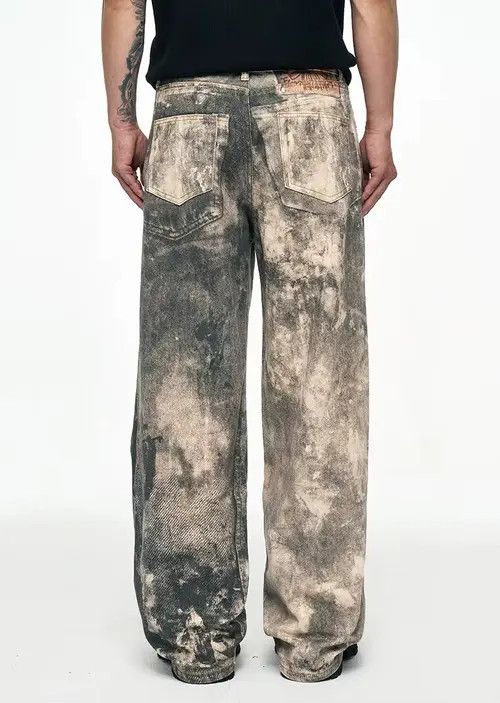 Japanese Brand Minako x Anzai Dirty Distressed Camo Design Jeans Denim y2k Size US 29 - 4 Thumbnail