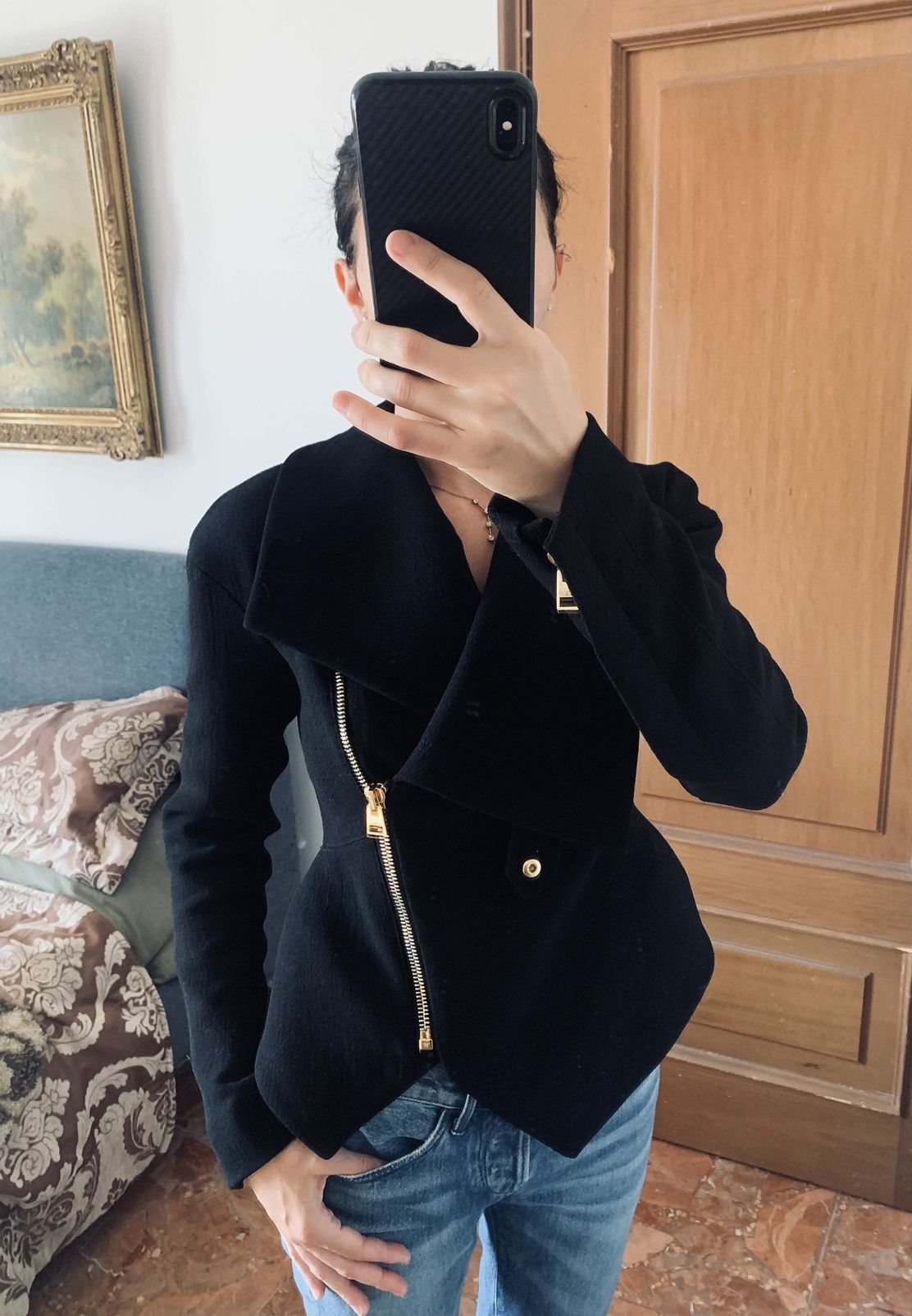 Tom Ford Tom Ford Black Wool Cropped Blazer XS/S – Gold Hardware Size S / US 4 / IT 40 - 4 Thumbnail