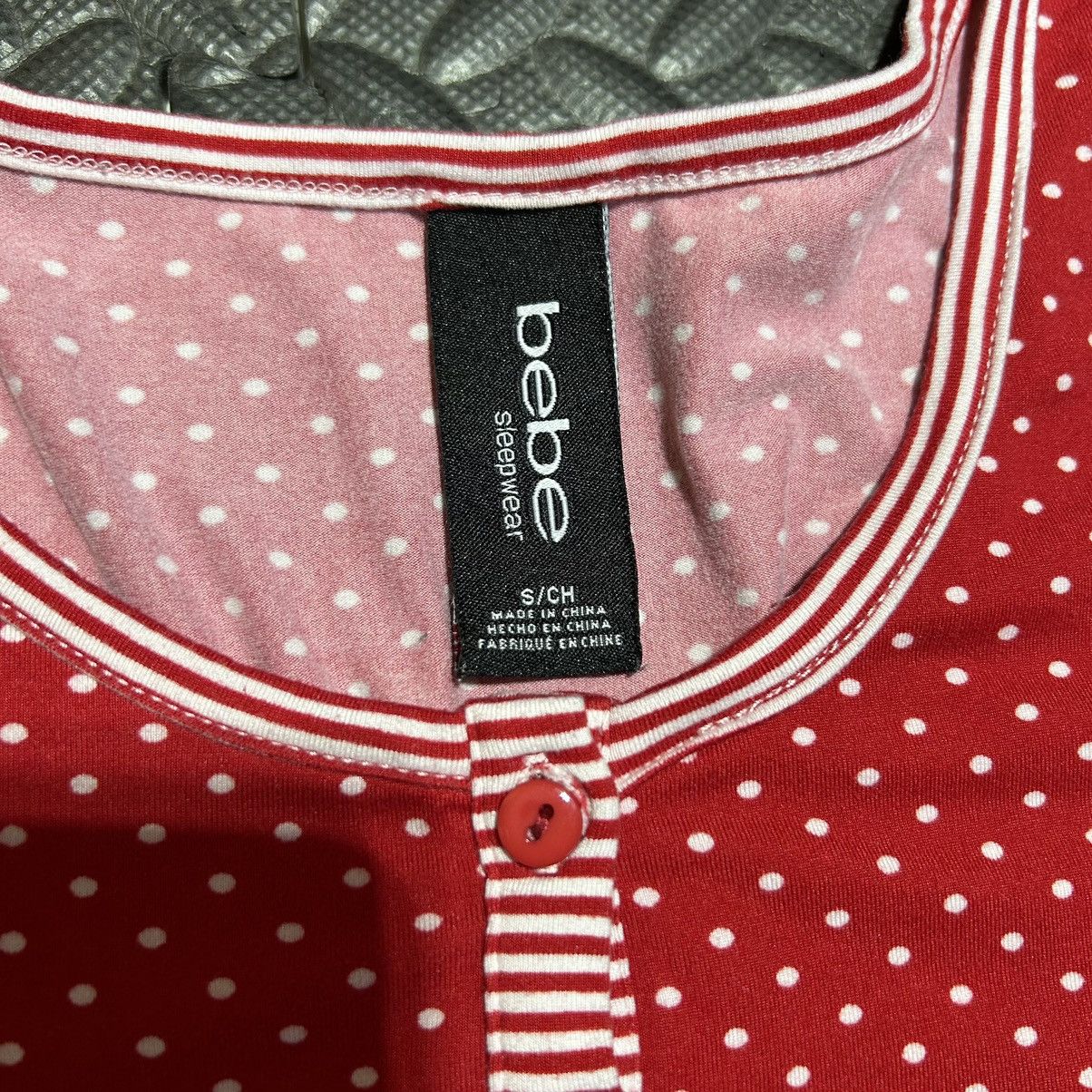 Bebe × Designer Bebe Sleepwear Pajama Shirt Henley Women's Small Polka Dot Size S / US 4 / IT 40 - 3 Thumbnail
