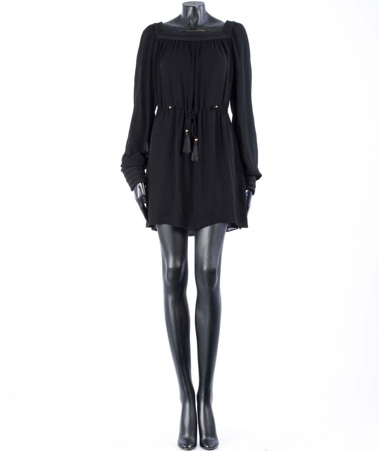 Saint Laurent Paris SAINT LAURENT 3690$ Embroidered Dress In Black Silk Crepe Size S / US 4 / IT 40 - 8 Thumbnail