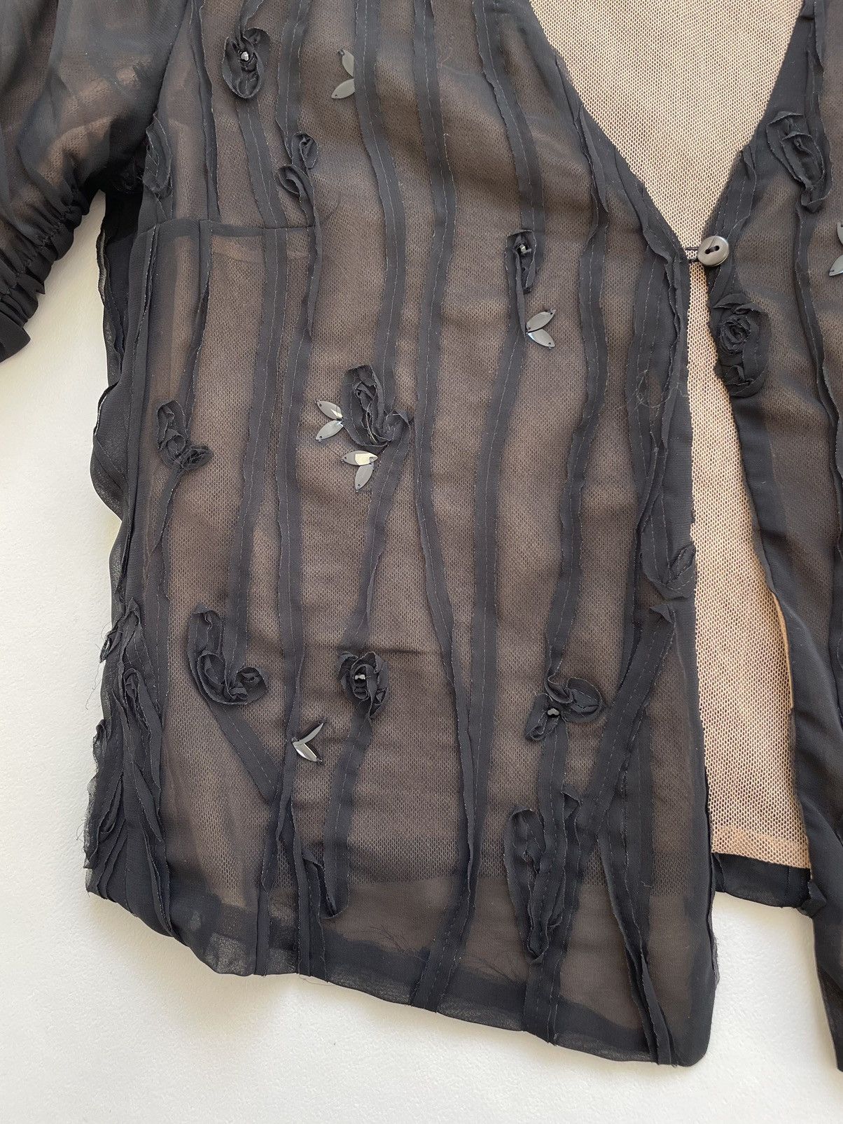 Dries Van Noten Embroidered Floral Sequin Mesh Top Size M / US 6-8 / IT 42-44 - 9 Thumbnail
