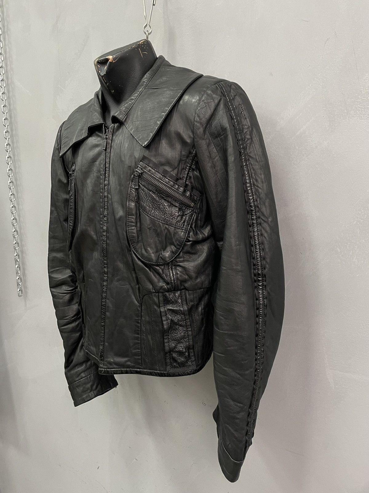 14th Addiction cropped with pockets Jacket Gothic leather Biker Avantgarde Size US S / EU 44-46 / 1 - 3 Thumbnail