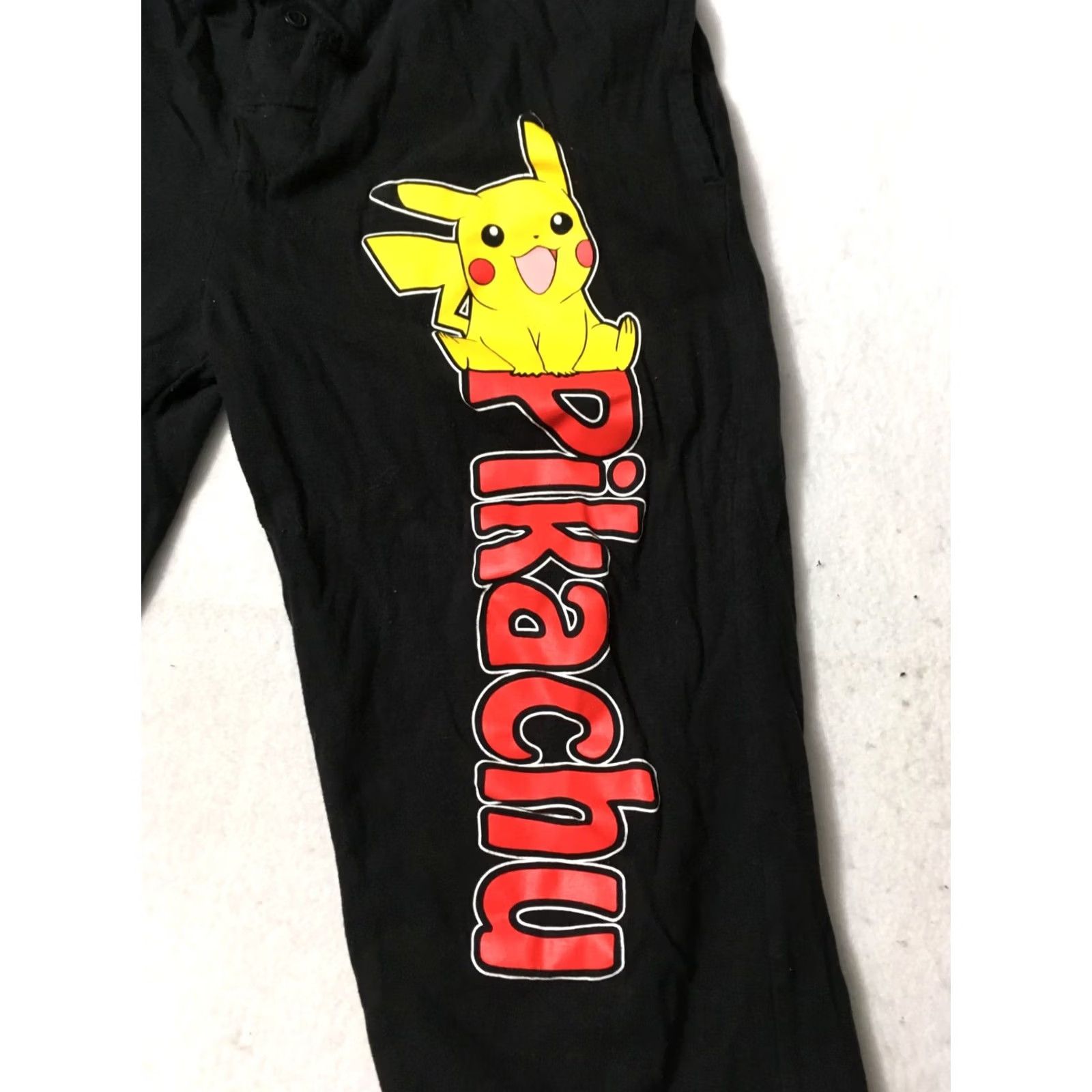 Vintage Pokemon Pikachu Womens Large BLACK Drawstring Lounge Jogger Elastic Sweatpants Size 36" / US 14 / IT 50 - 2 Thumbnail