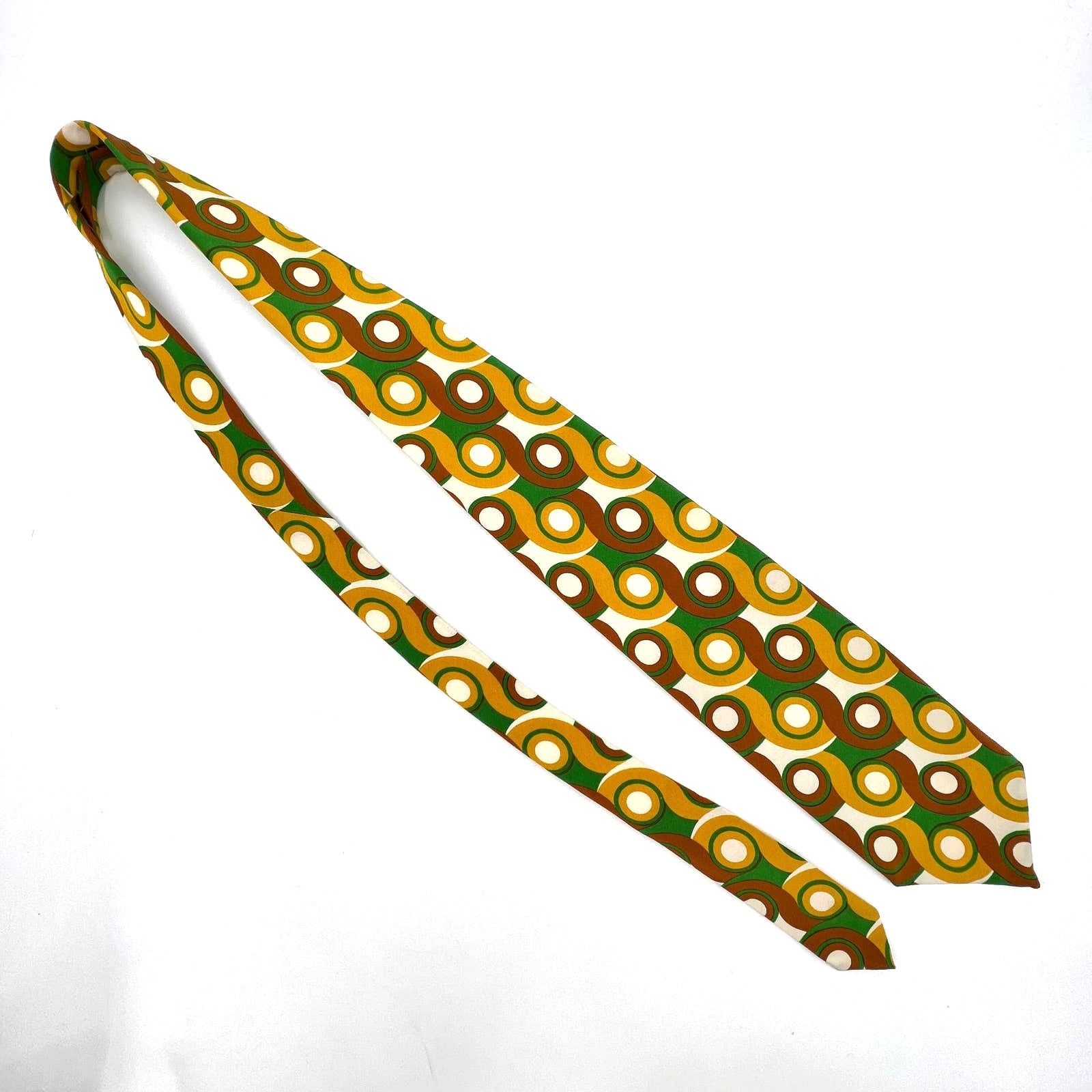 Dior × Vintage Christian Dior Vintage 60s Silk Tie Geometric Mod Circles Size ONE SIZE - 2 Thumbnail