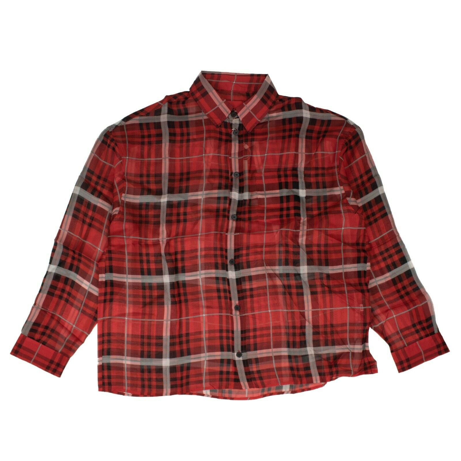 image of 424 On Fairfax Red Plaid Silk Shirt Size L, Men's