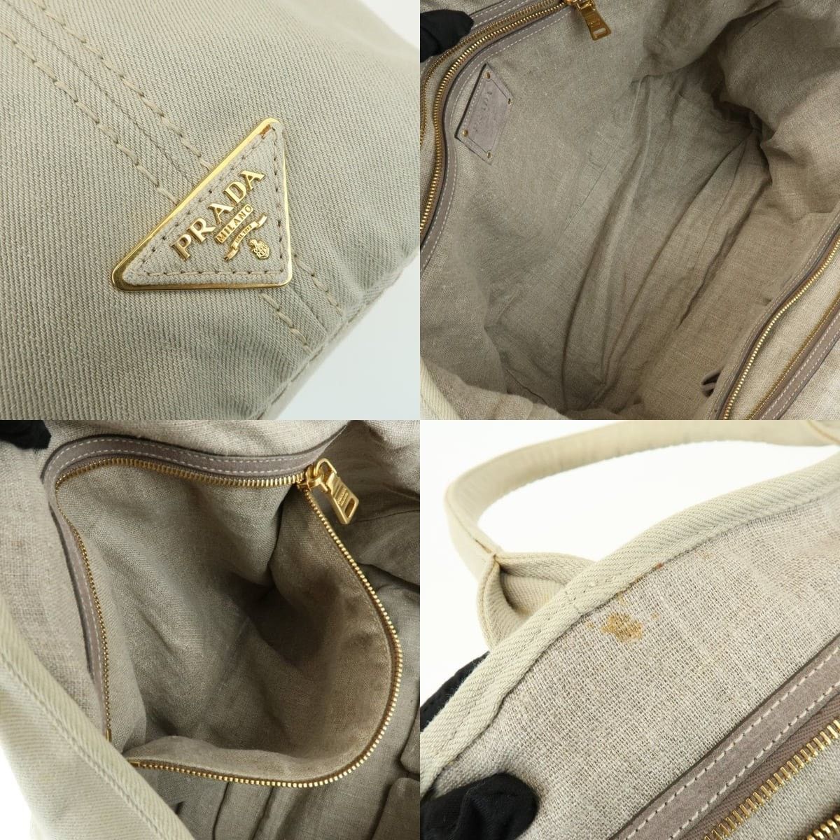 Prada Prada Canapa Logo Denim Tote Light Beige Size ONE SIZE - 7 Thumbnail