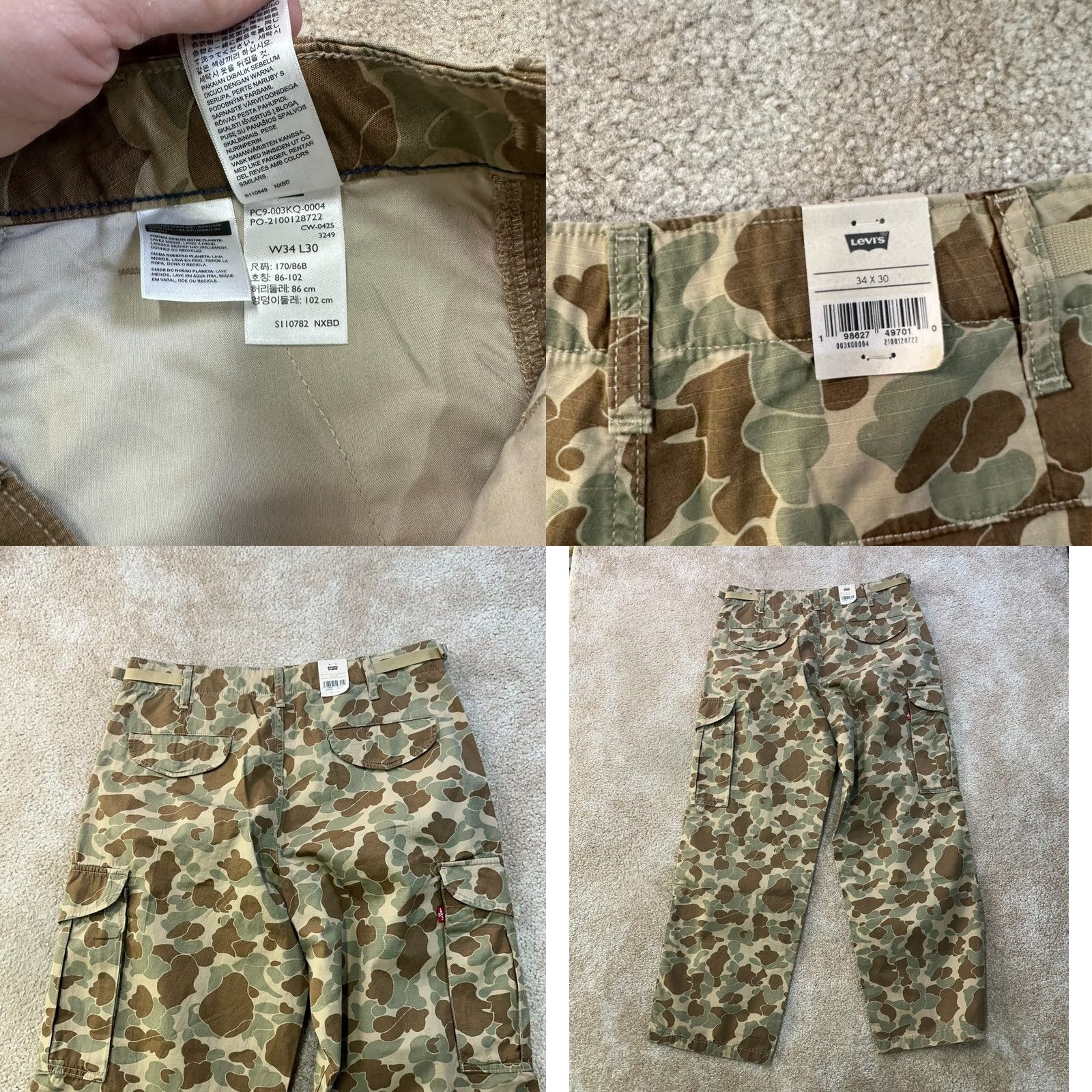 Levi's Levi's Cargo Pants Baggy Mens 34x30 Camo Brown Cotton Relaxed XX Cargo Baggy NWT Denim? Size US 34 / EU 50 - 8 Thumbnail