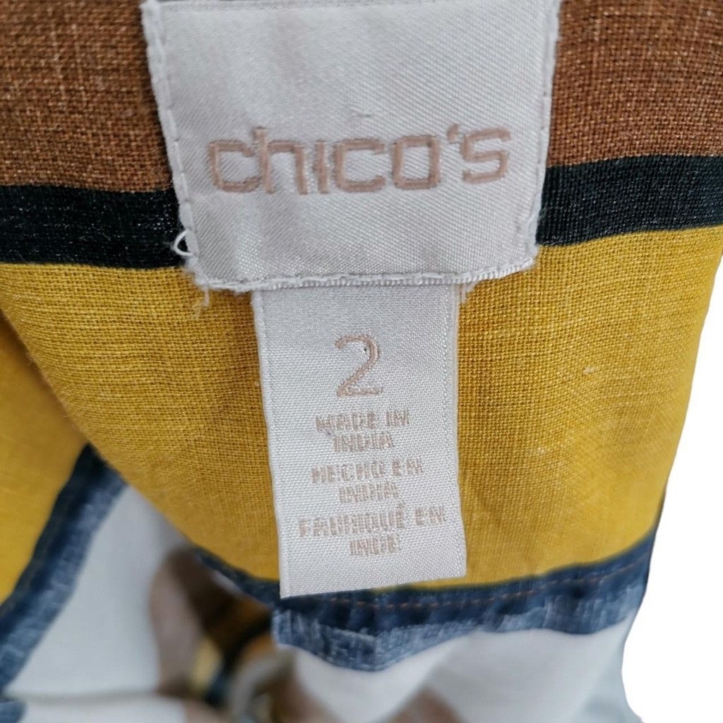 Chicos Chico's Striped Linen Long Sleeve Tunic Top Size XS / US 0-2 / IT 36-38 - 6 Thumbnail