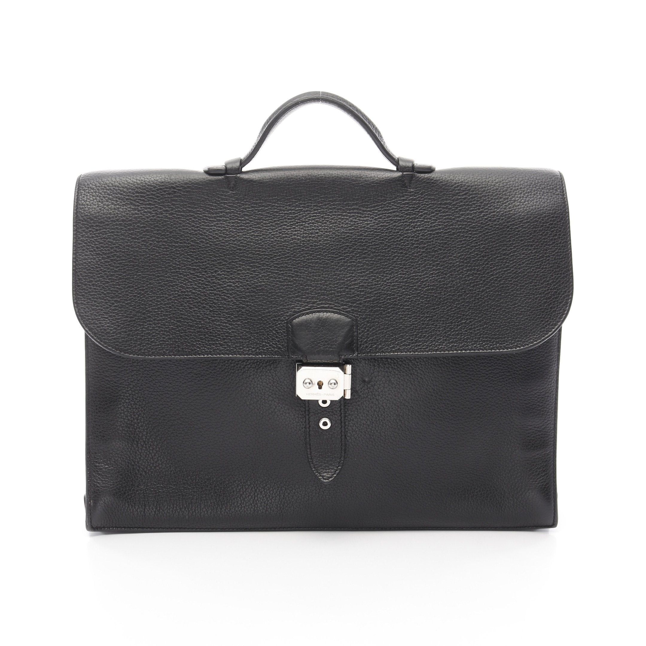 Hermes Hermes Sac Adepesh 38 Business Bag Briefcase Togo Black Silver Hardware □L Stamp Size ONE SIZE - 1 Thumbnail