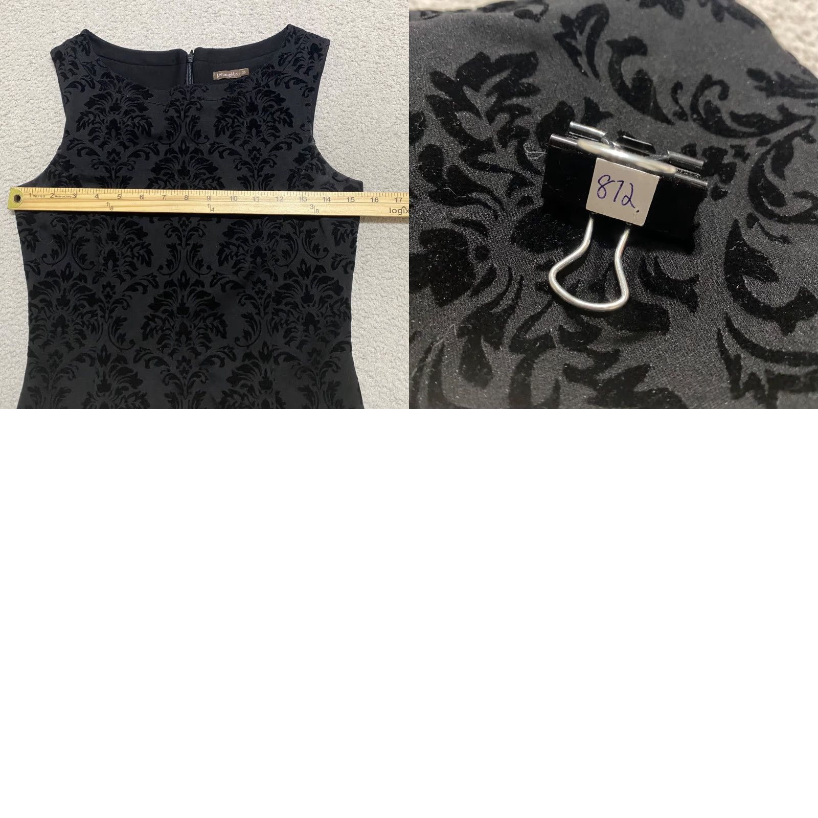 J.McLaughlin J. McLaughlin Womens XS Dress Geometric Black Velvet Burnout Sheath Sleeveless Size XS / US 0-2 / IT 36-38 - 9 Thumbnail